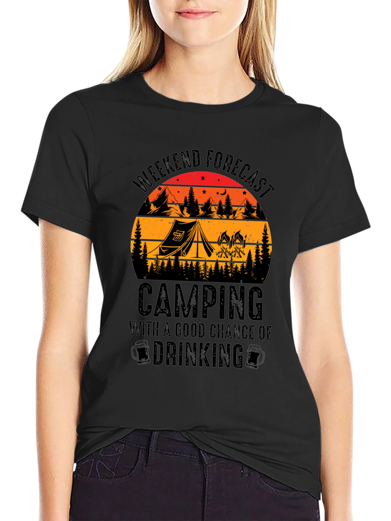 Camping & Drinking Forecast Graphic T-Shirt