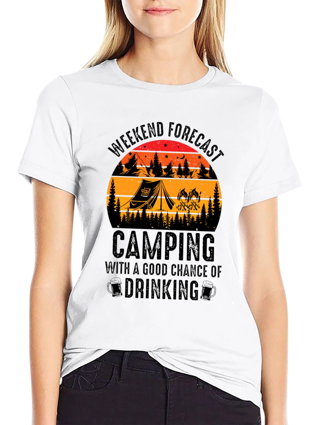 Camping & Drinking Forecast Graphic T-Shirt