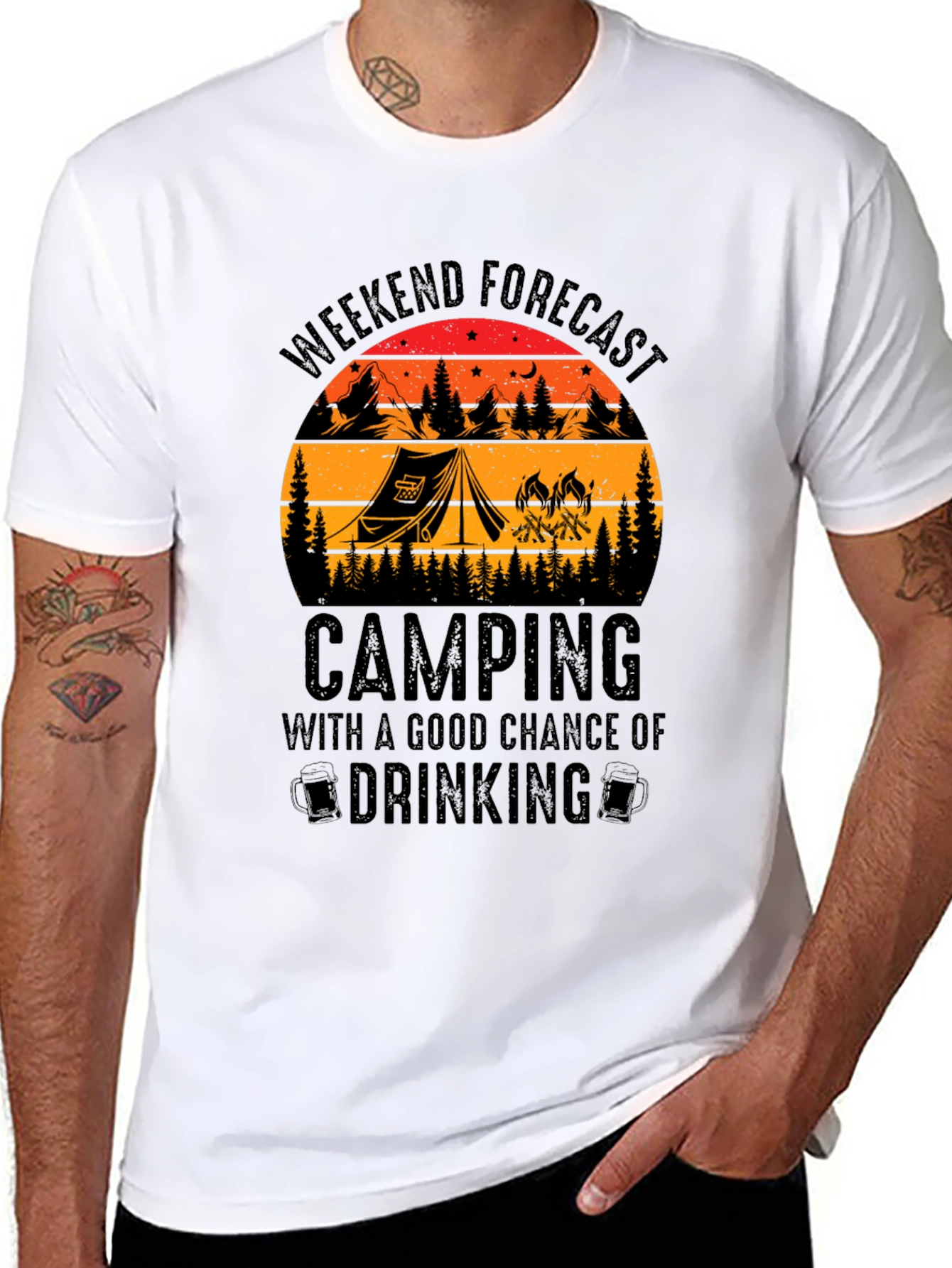 Camping & Drinking Forecast Graphic T-Shirt
