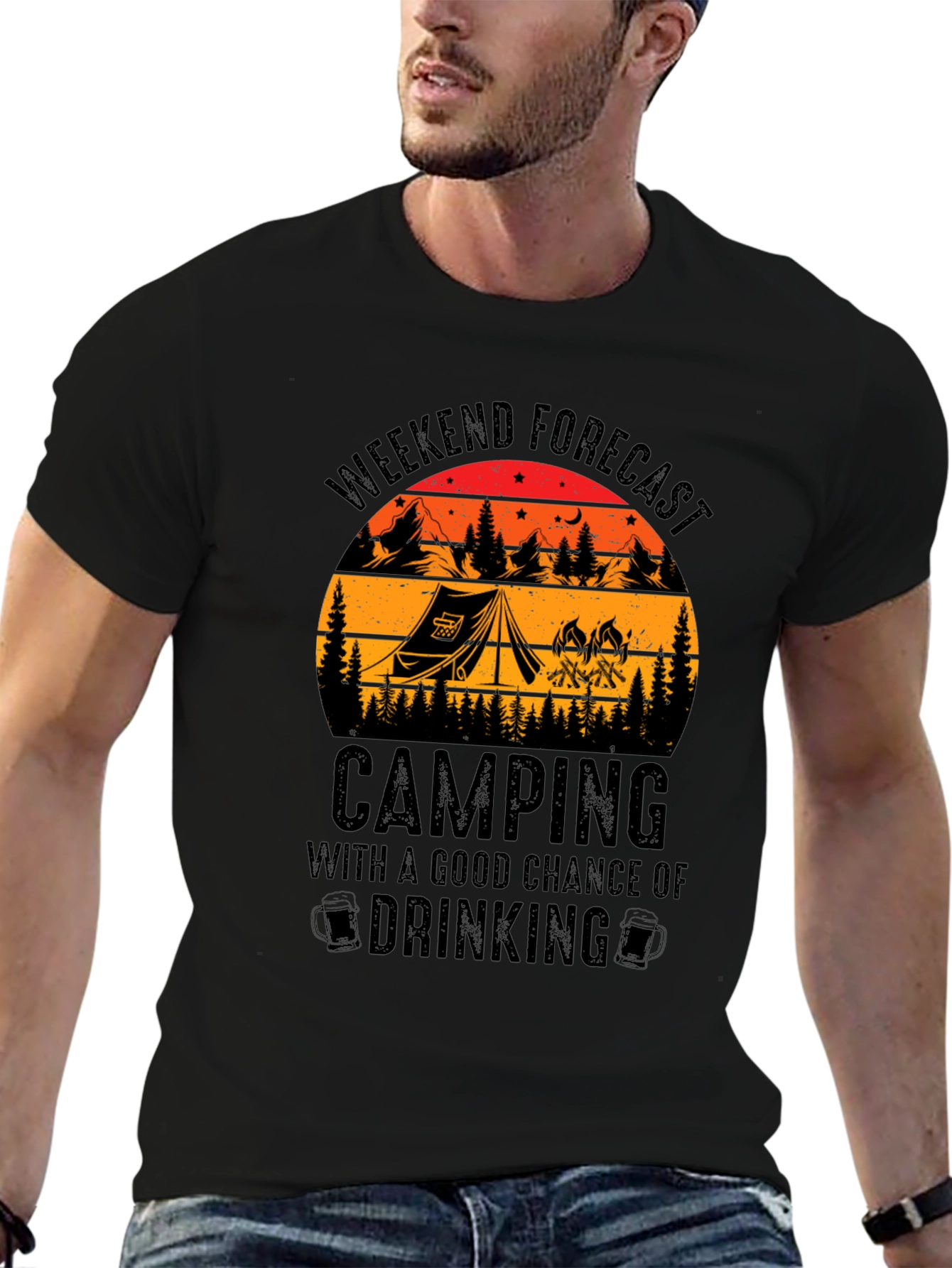 Camping & Drinking Forecast Graphic T-Shirt