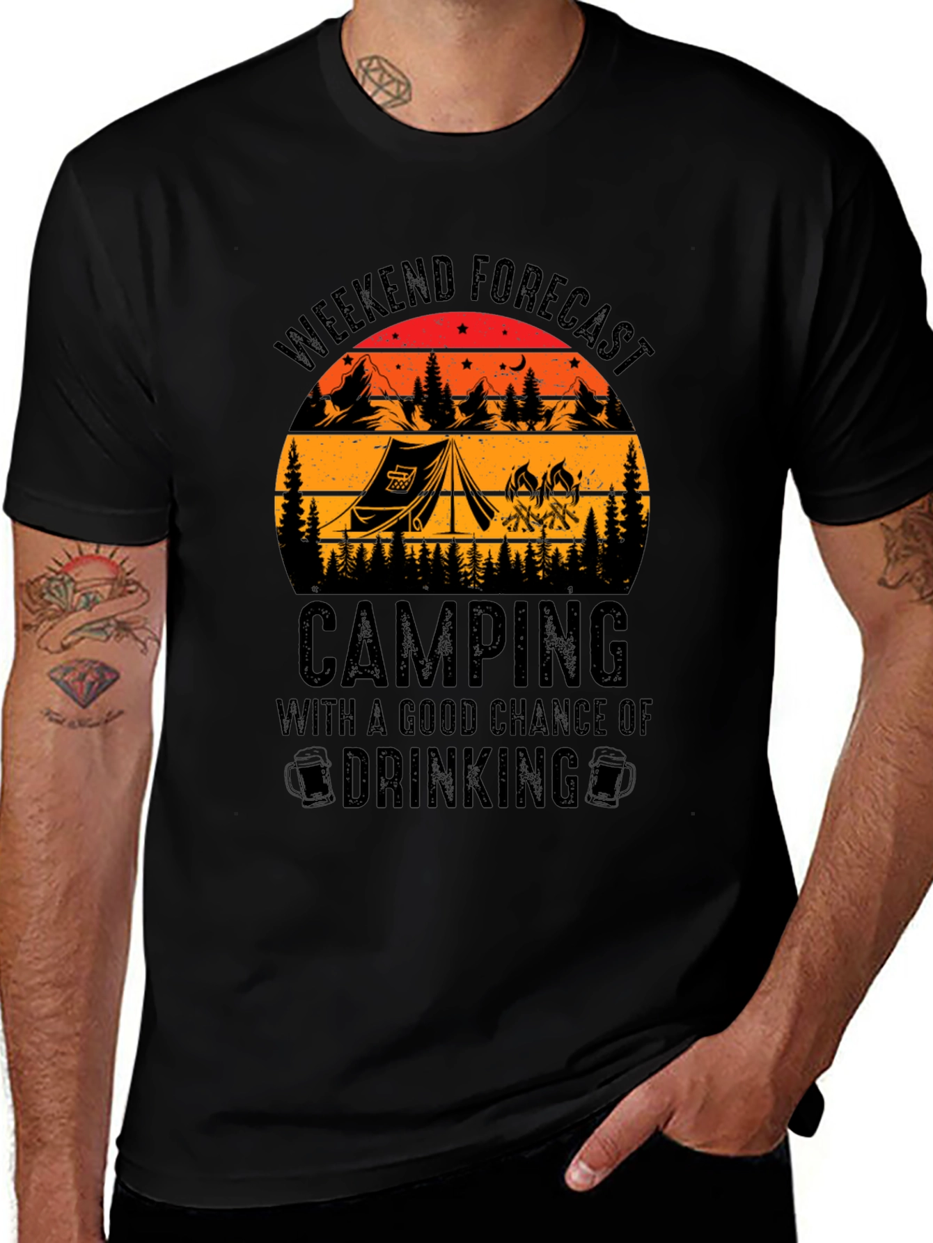 Camping & Drinking Forecast Graphic T-Shirt