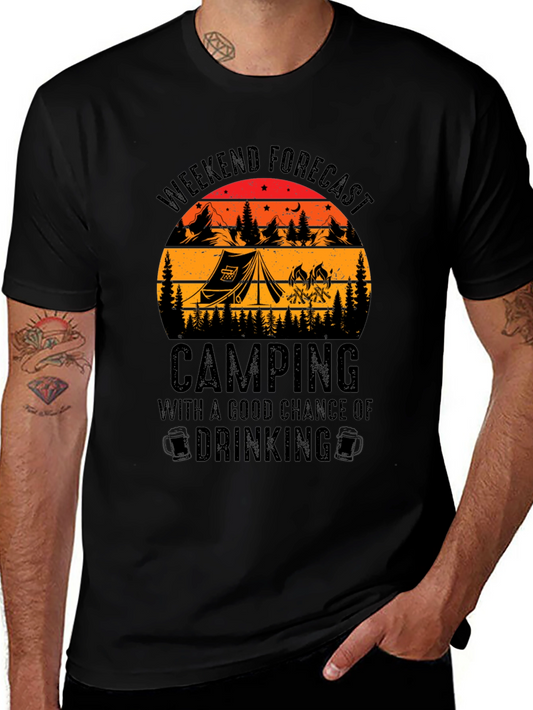 Camping & Drinking Forecast Graphic T-Shirt