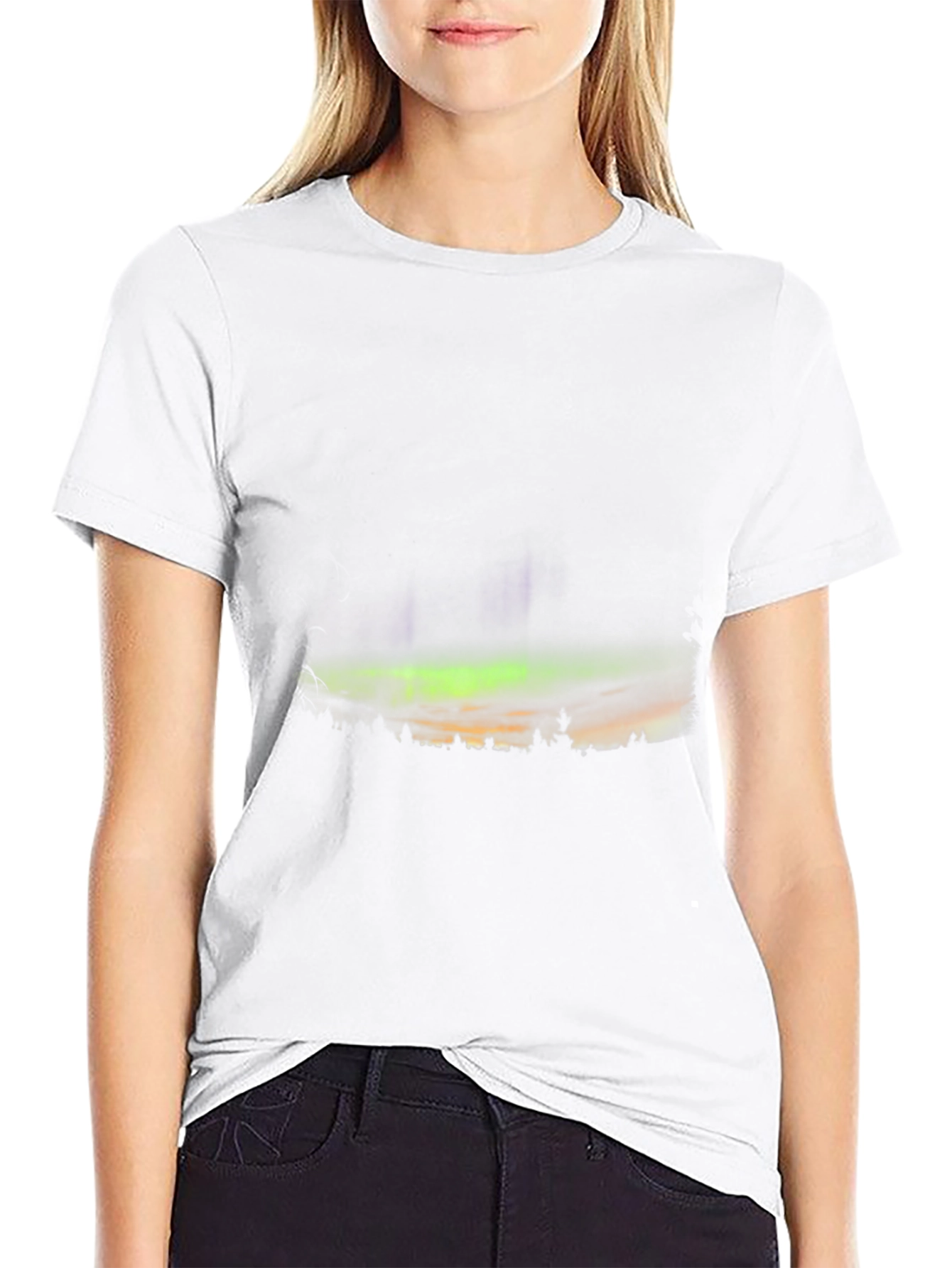 Aurora Borealis Graphic Print Black T-Shirt