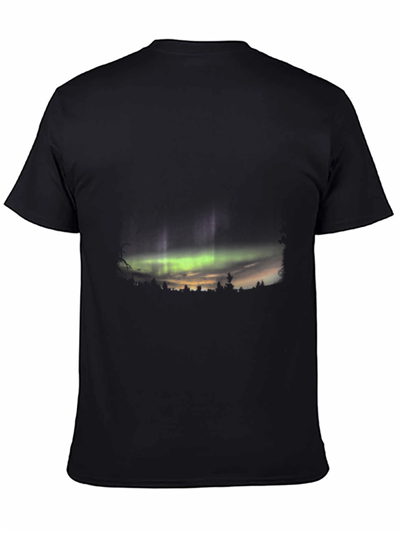 Aurora Borealis Graphic Print Black T-Shirt