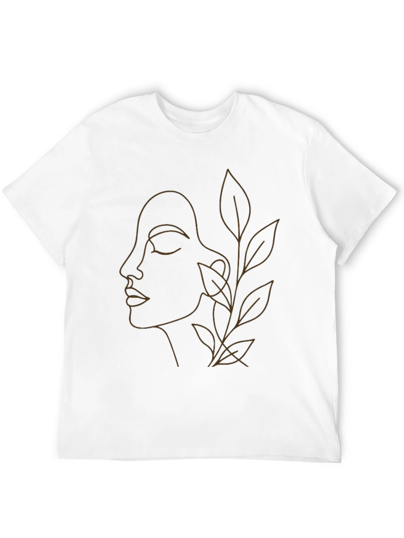 Minimalist Face & Leaves Graphic Tee