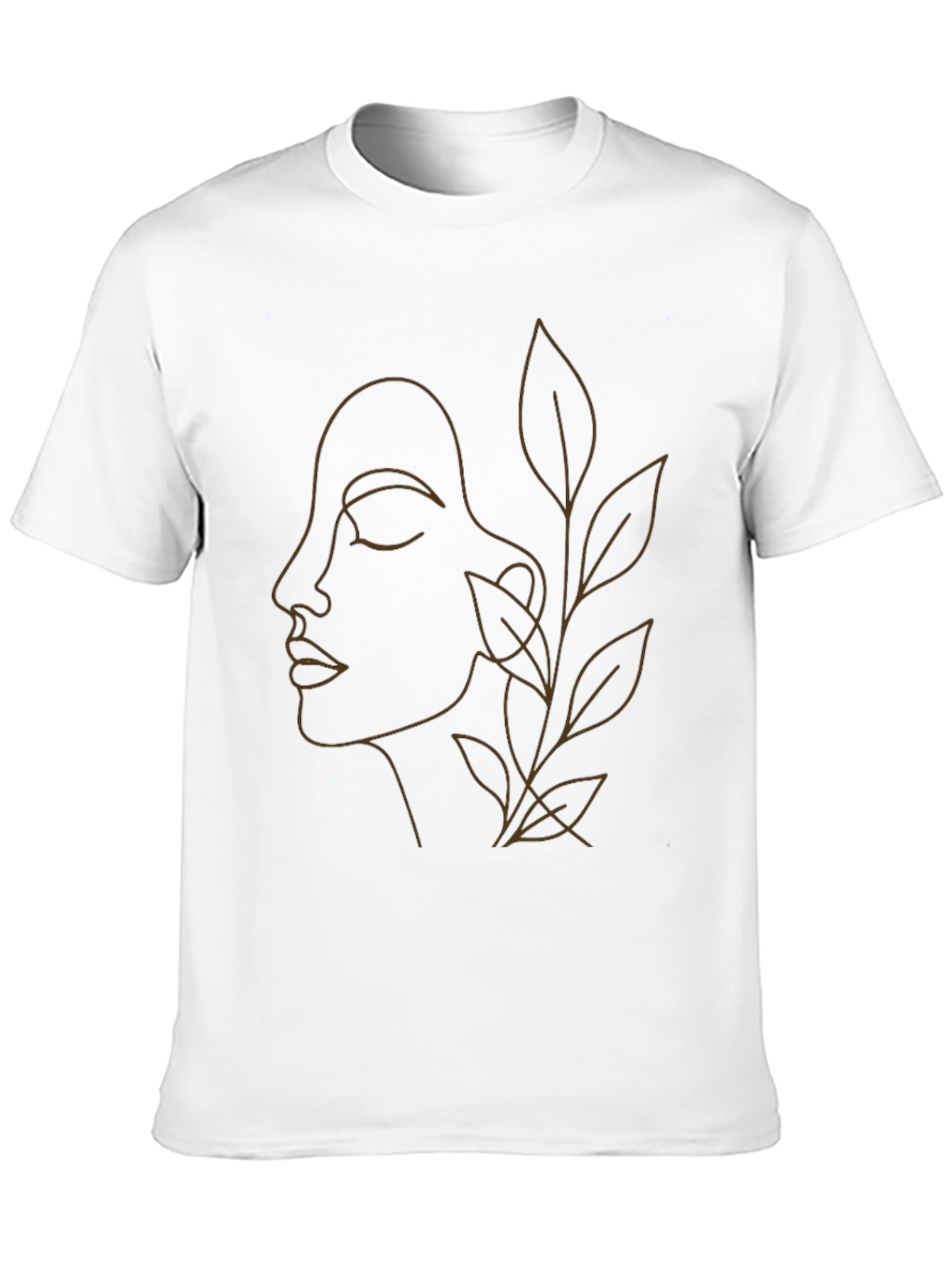 Minimalist Face & Leaves Graphic Tee