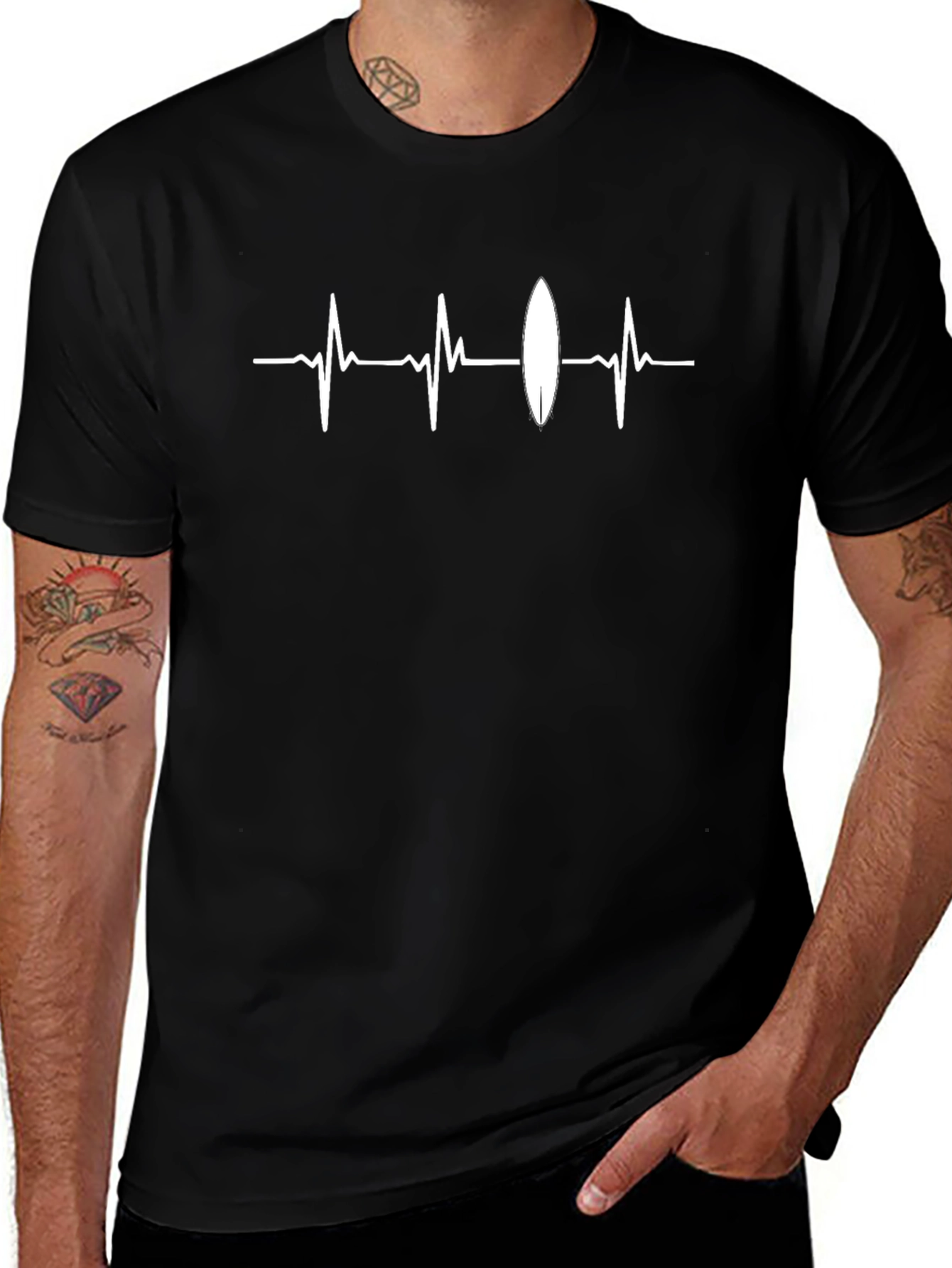 Surfboard Heartbeat Graphic Tee