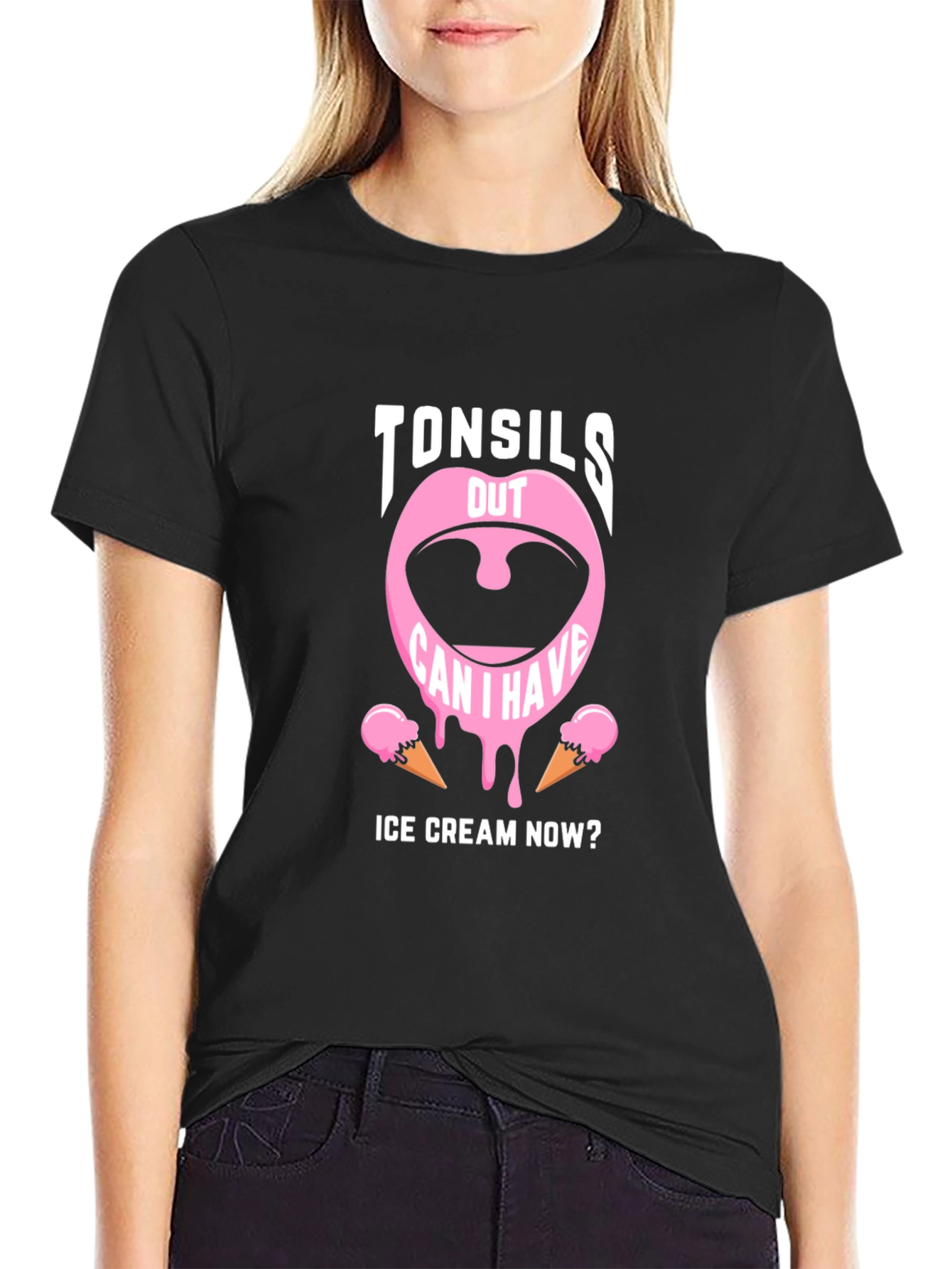 Tonsils Out Ice Cream Humor Graphic Tee