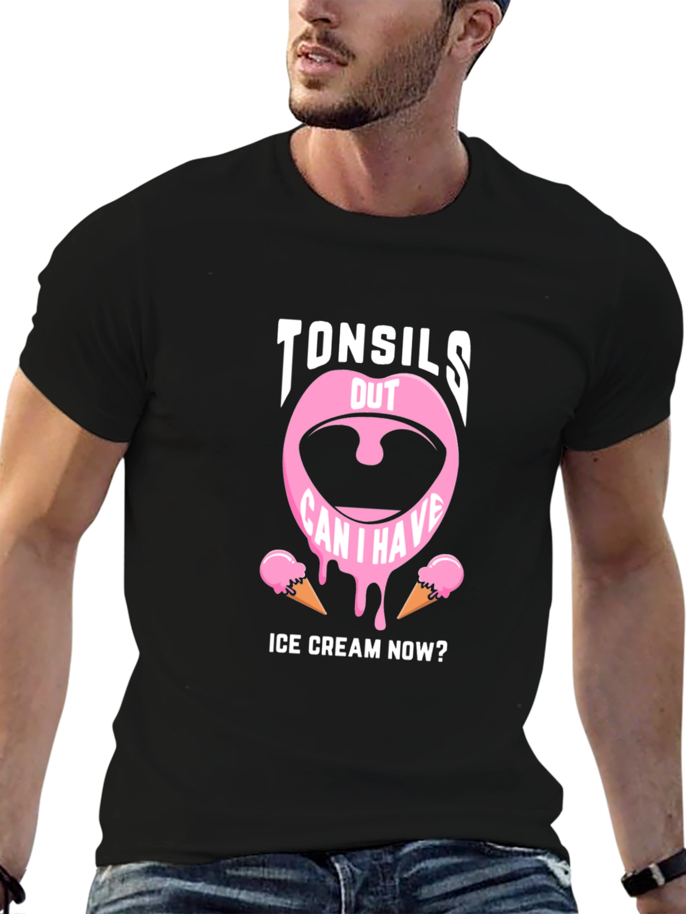 Tonsils Out Ice Cream Humor Graphic Tee
