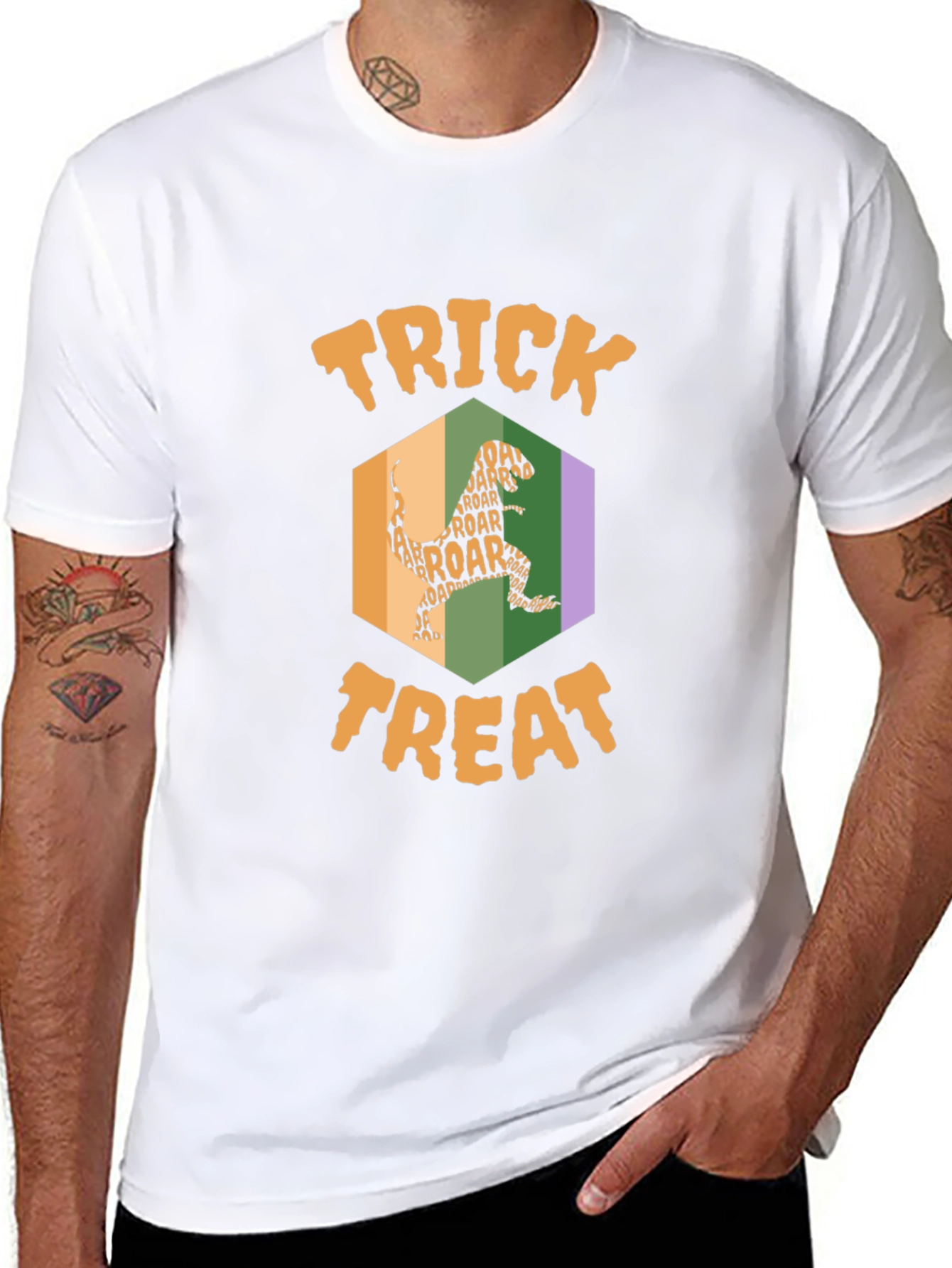 Halloween T-Rex Trick or Treat Black T-Shirt