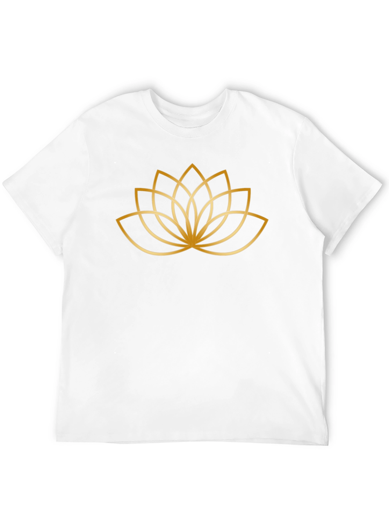 Black T-Shirt with Gold Lotus Flower Design