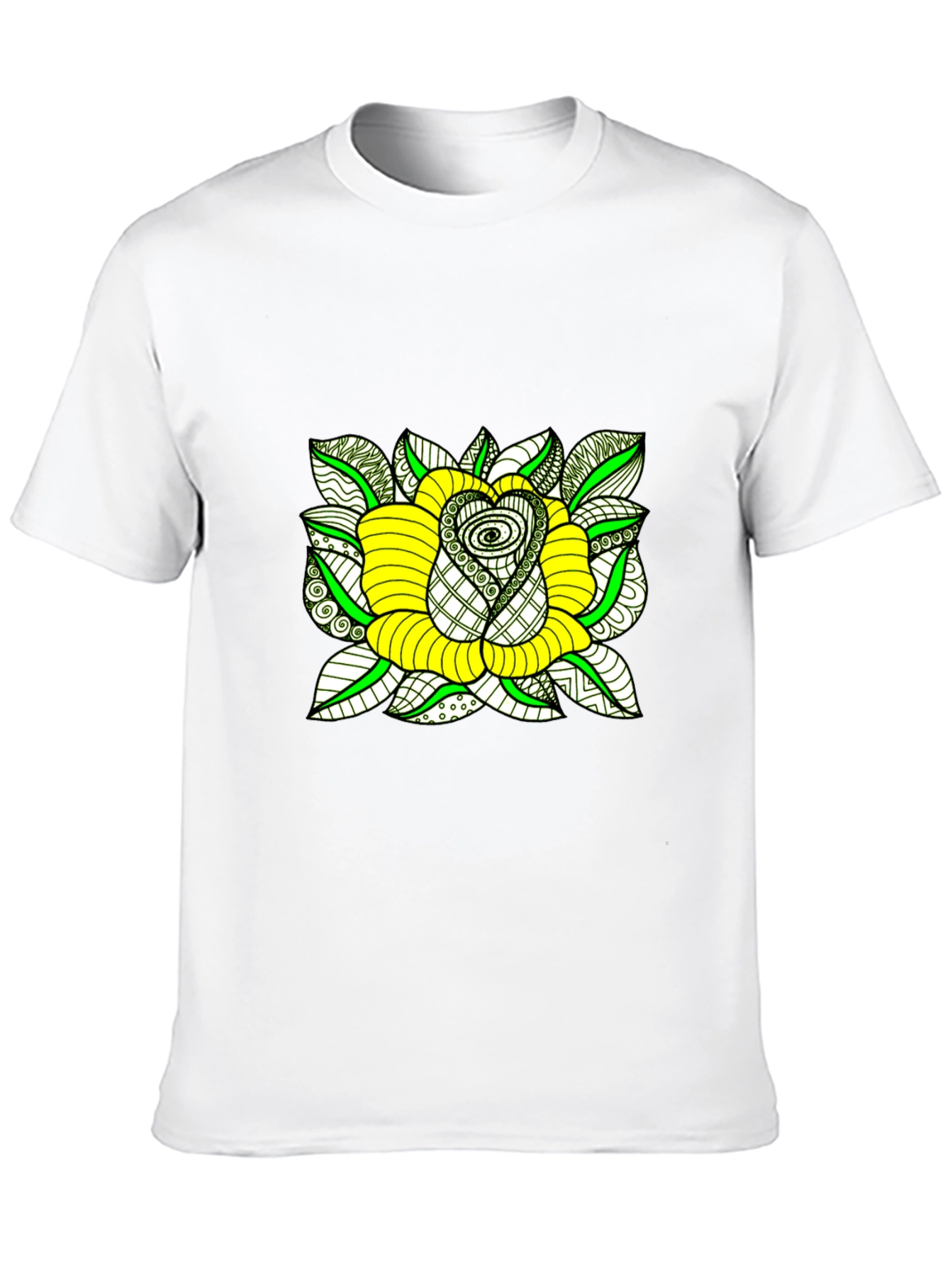 Black T-Shirt with Yellow Rose Graphic