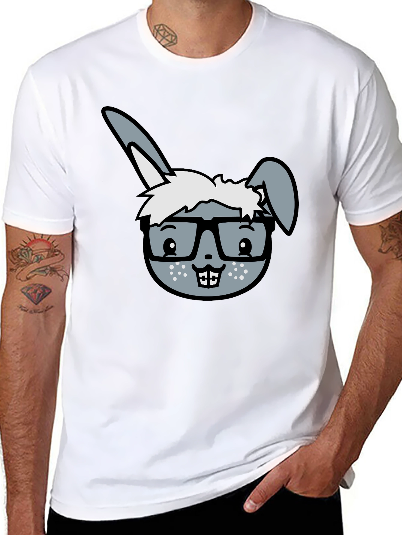 Funny Rabbit Geek T-Shirt - Nerd Bunny Tee