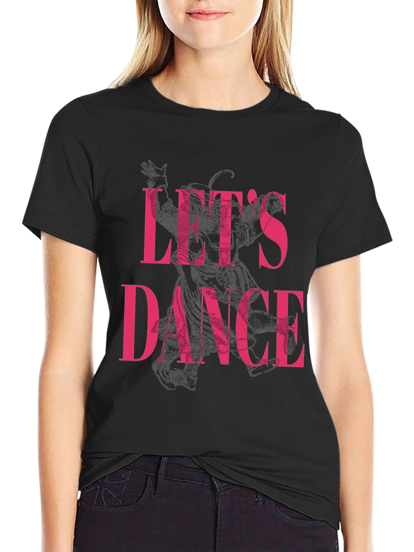 Lets Dance Graphic Print Black T-Shirt