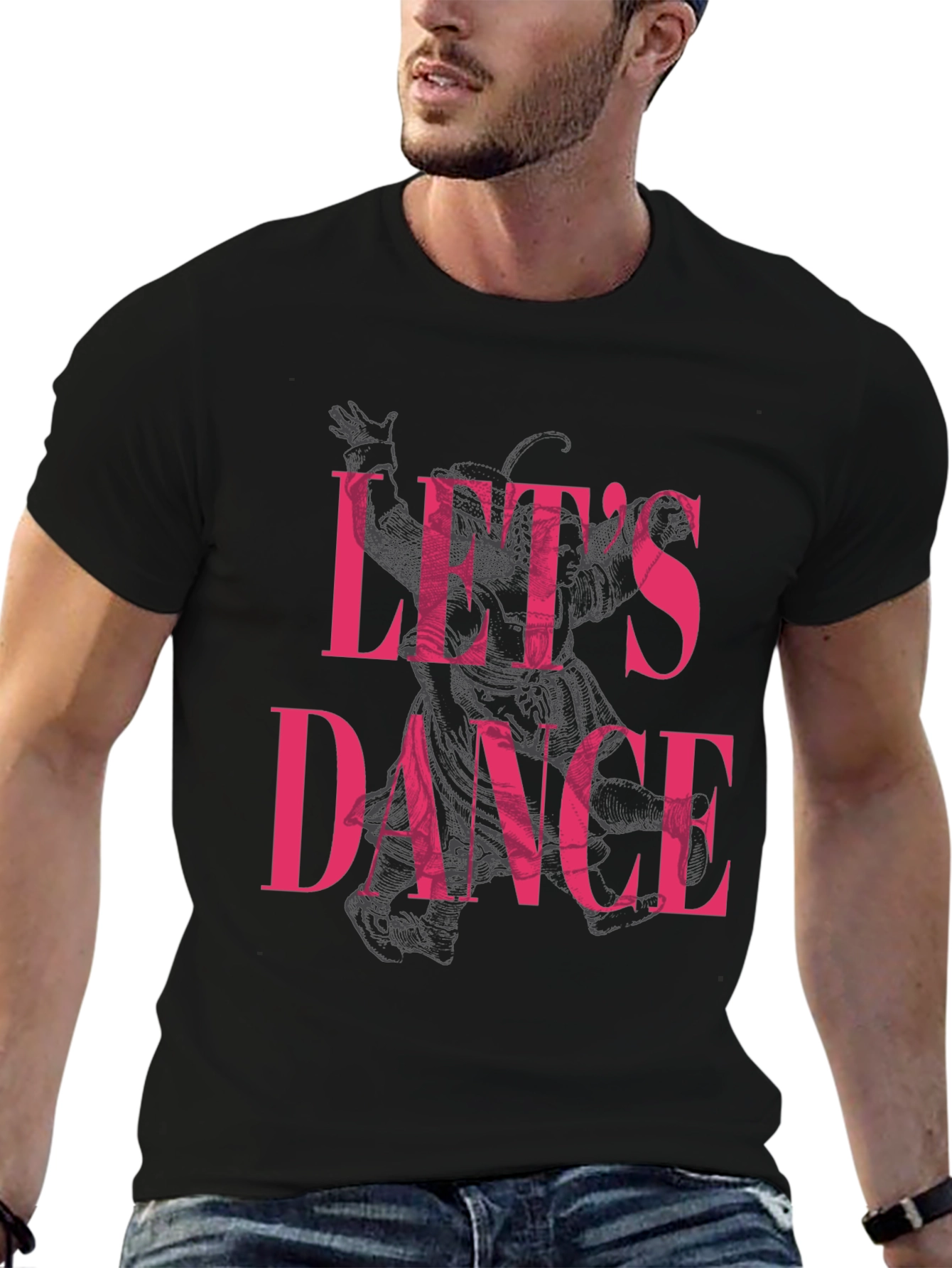 Lets Dance Graphic Print Black T-Shirt