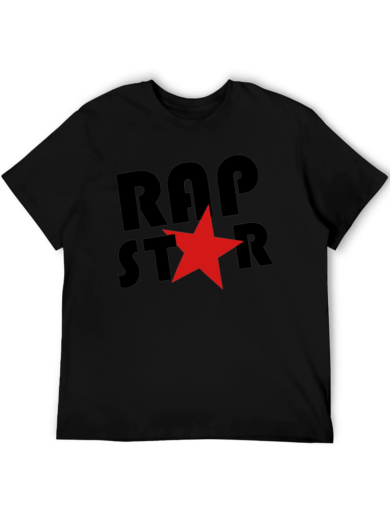 Rap Star Graphic Tee - Black Cotton T-Shirt
