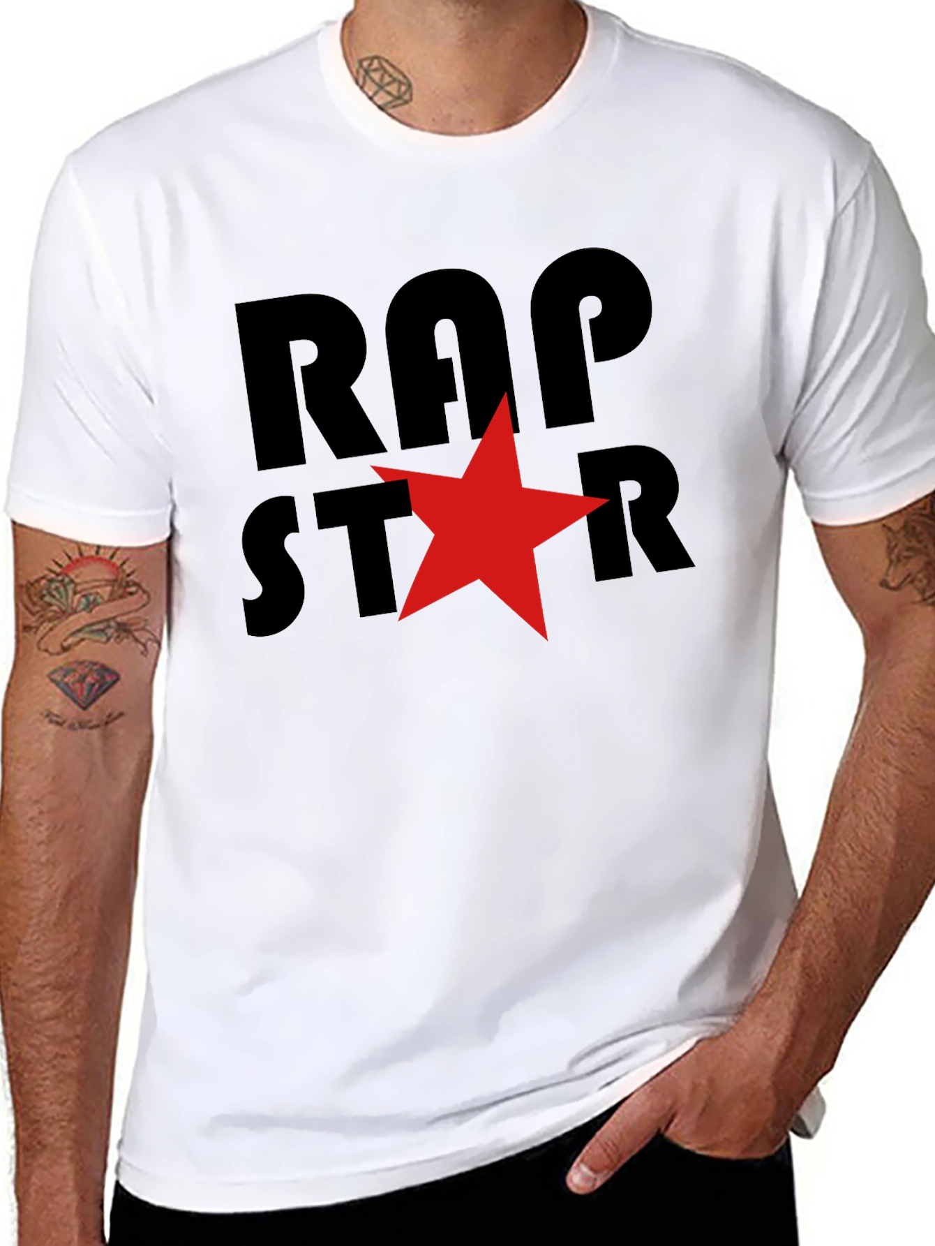 Rap Star Graphic Tee - Black Cotton T-Shirt