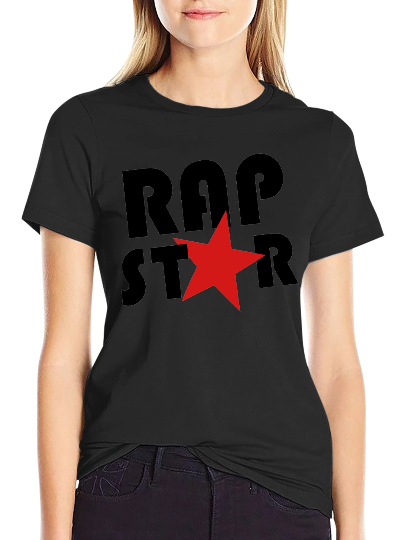 Rap Star Graphic Tee - Black Cotton T-Shirt