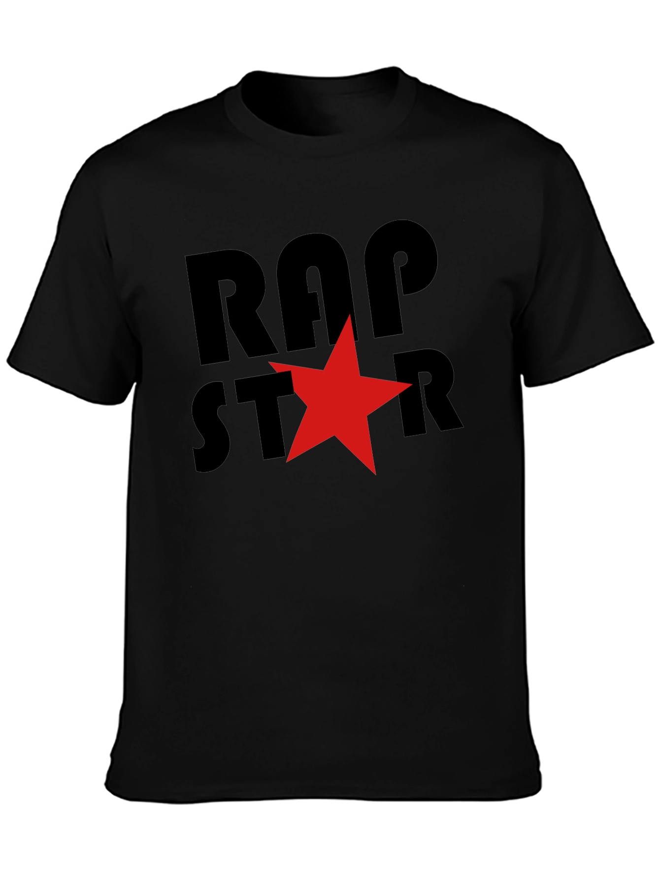 Rap Star Graphic Tee - Black Cotton T-Shirt