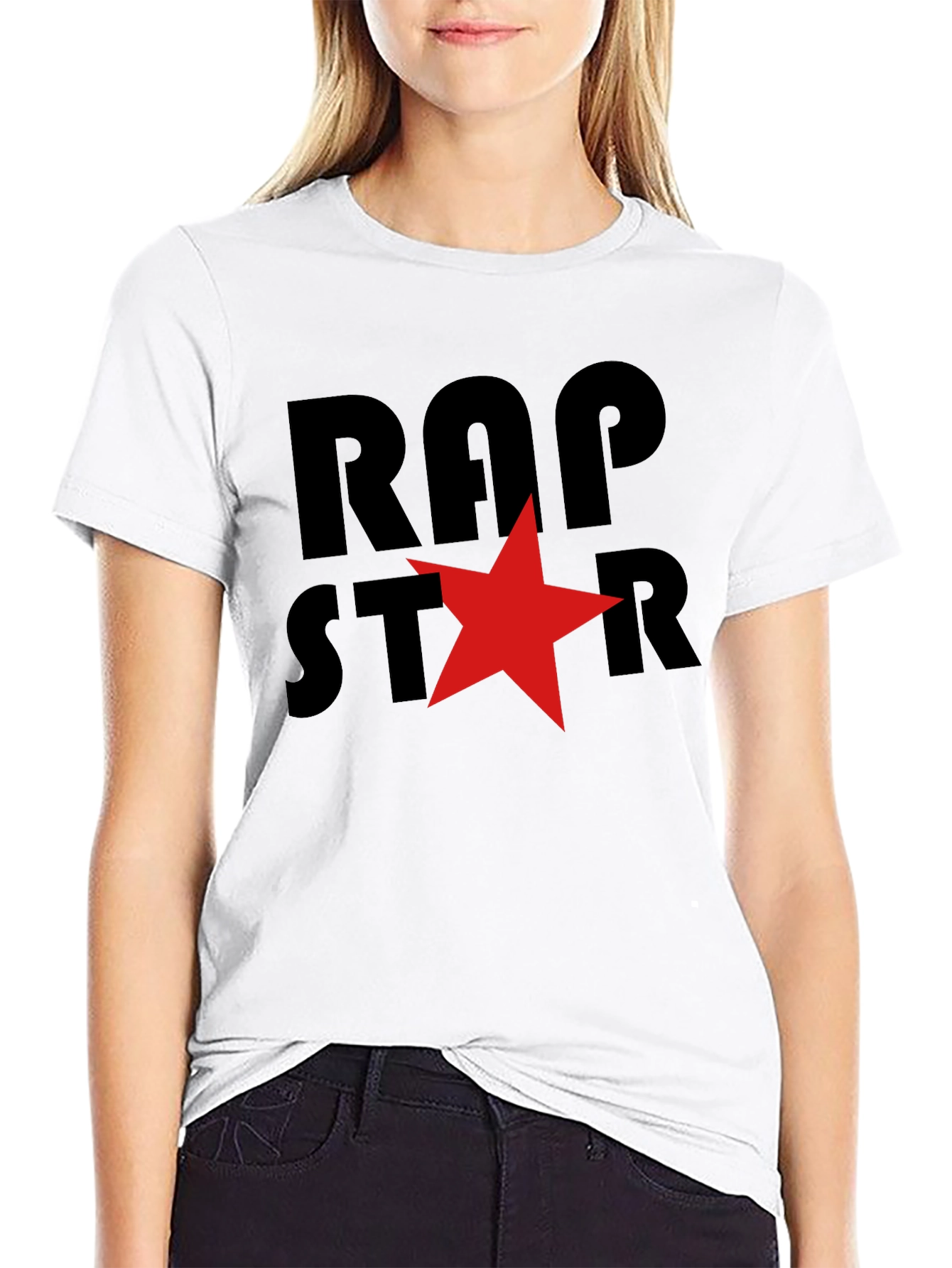 Rap Star Graphic Tee - Black Cotton T-Shirt