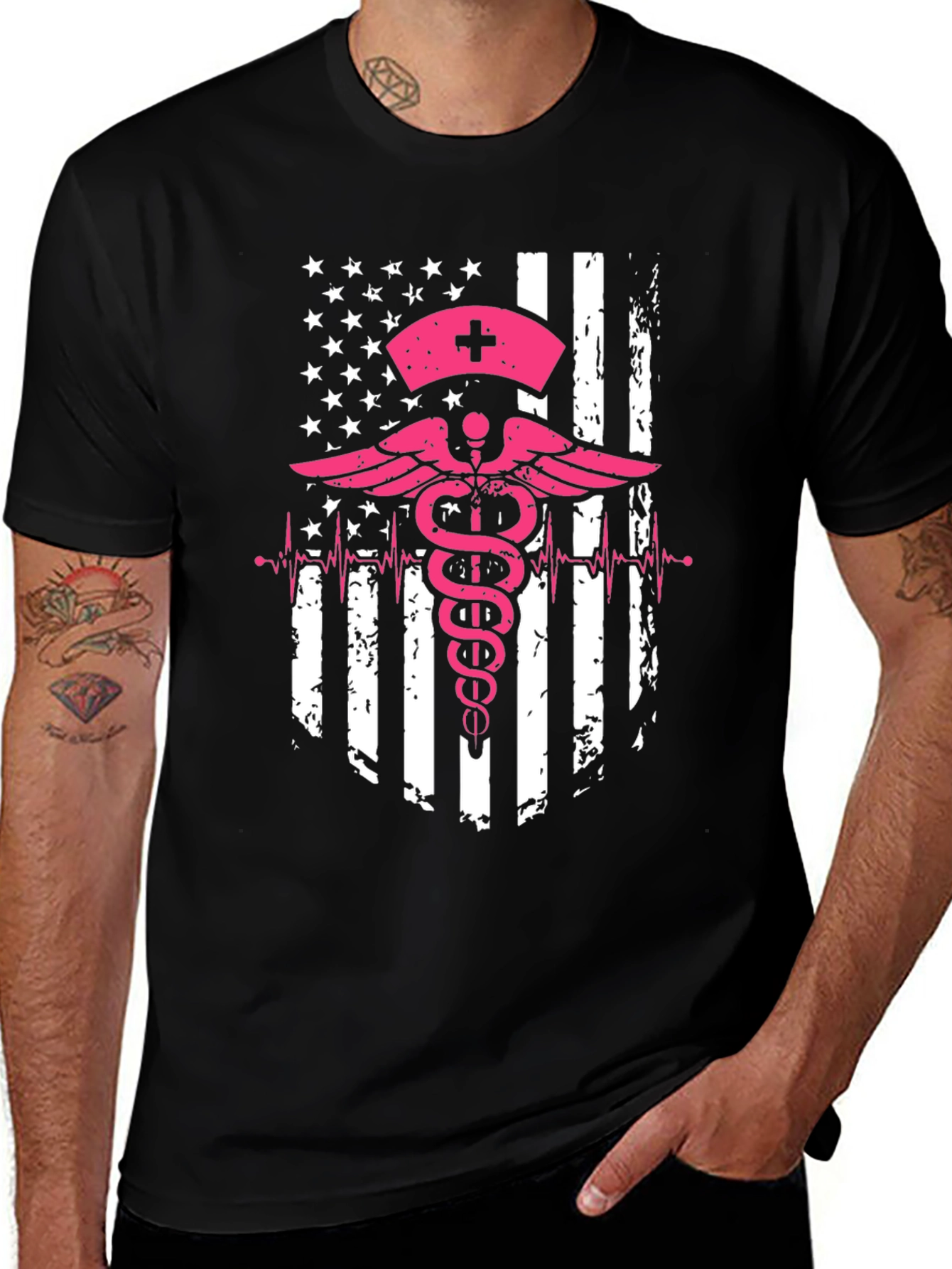 Nurse American Flag Graphic Tee