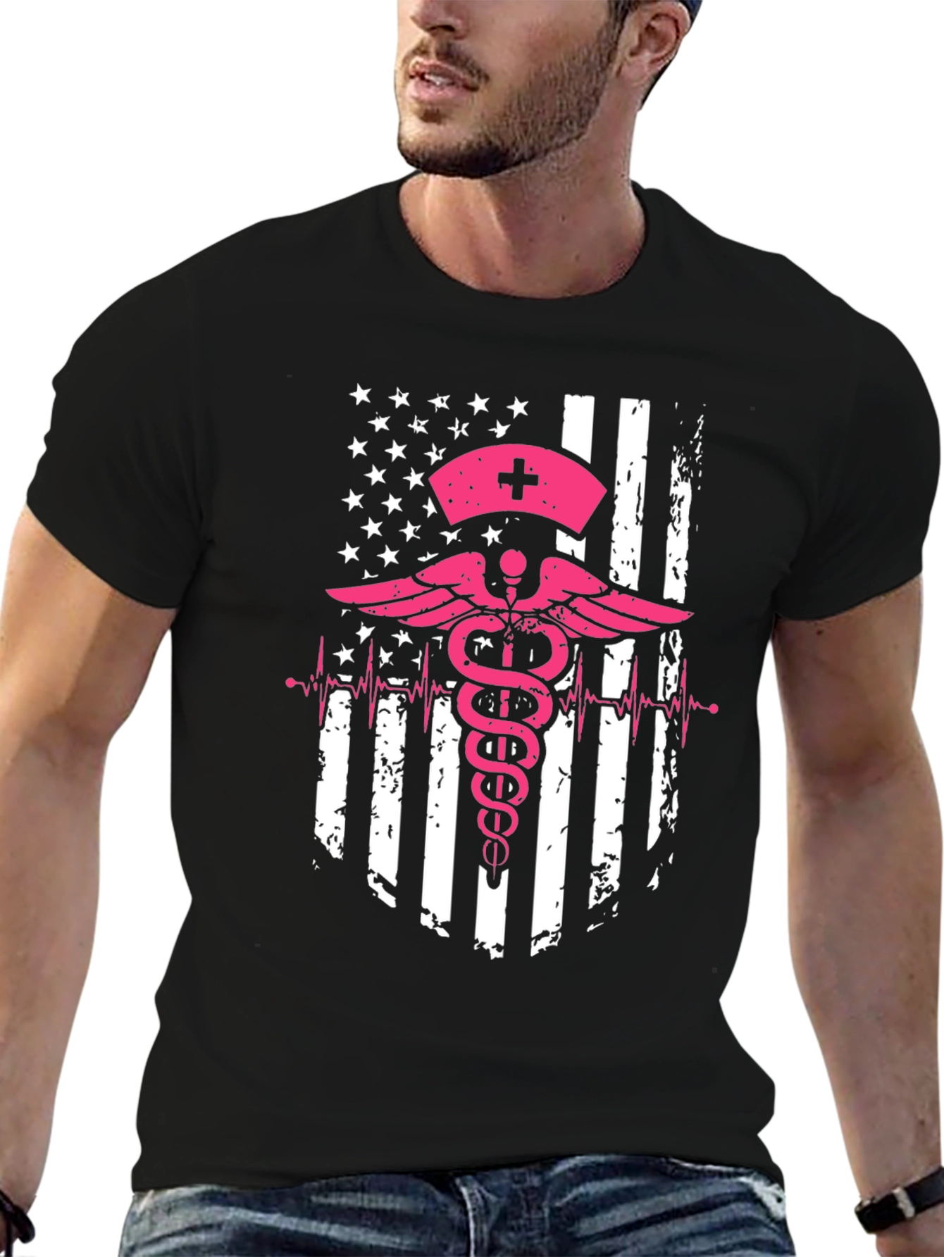Nurse American Flag Graphic Tee
