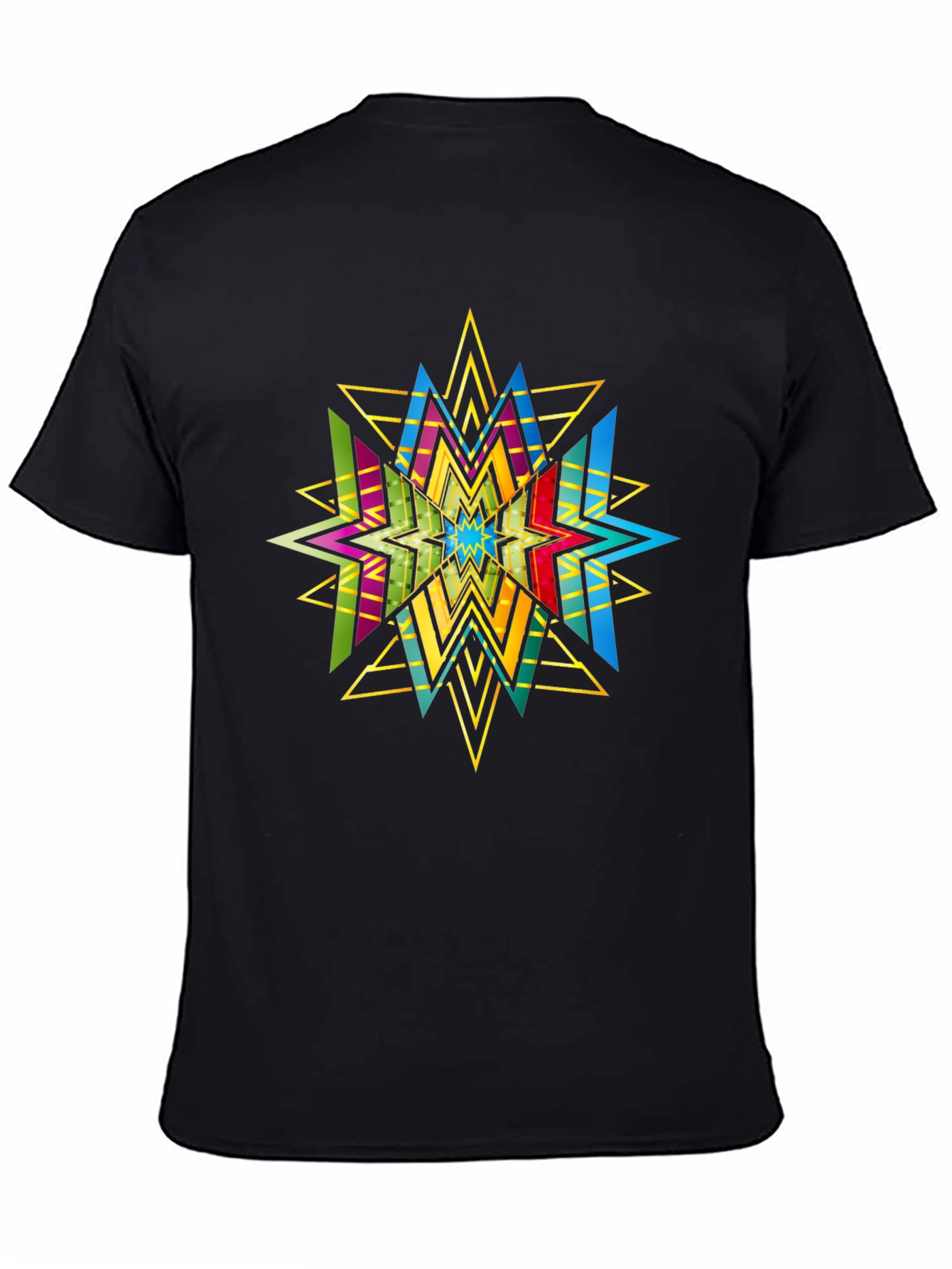 Geometric Star Graphic Print Black T-Shirt