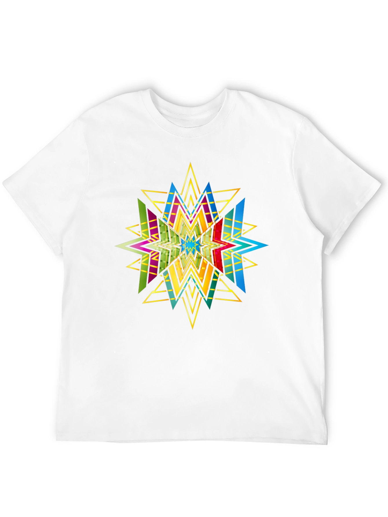 Geometric Star Graphic Print Black T-Shirt