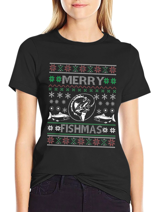 Merry Fishmas T-Shirt - Ugly Christmas Sweater Style
