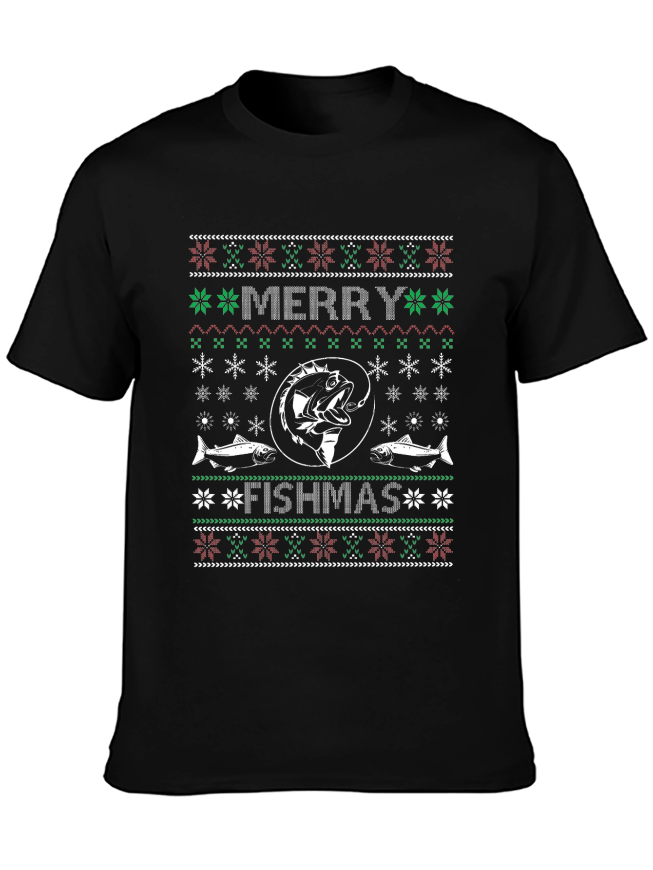 Merry Fishmas T-Shirt - Ugly Christmas Sweater Style