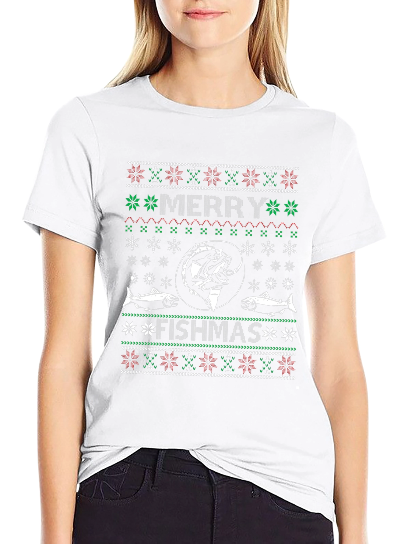 Merry Fishmas T-Shirt - Ugly Christmas Sweater Style