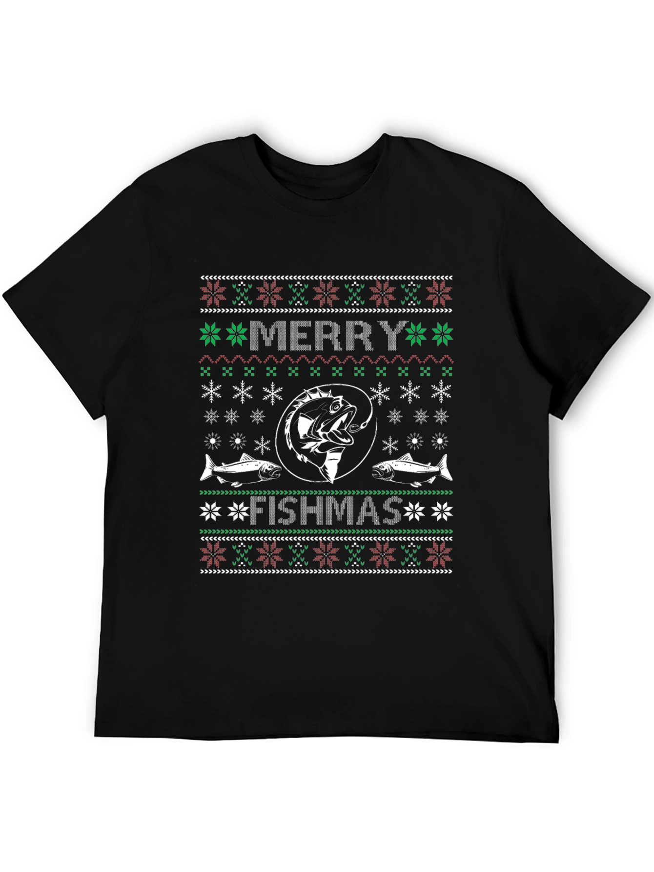 Merry Fishmas T-Shirt - Ugly Christmas Sweater Style