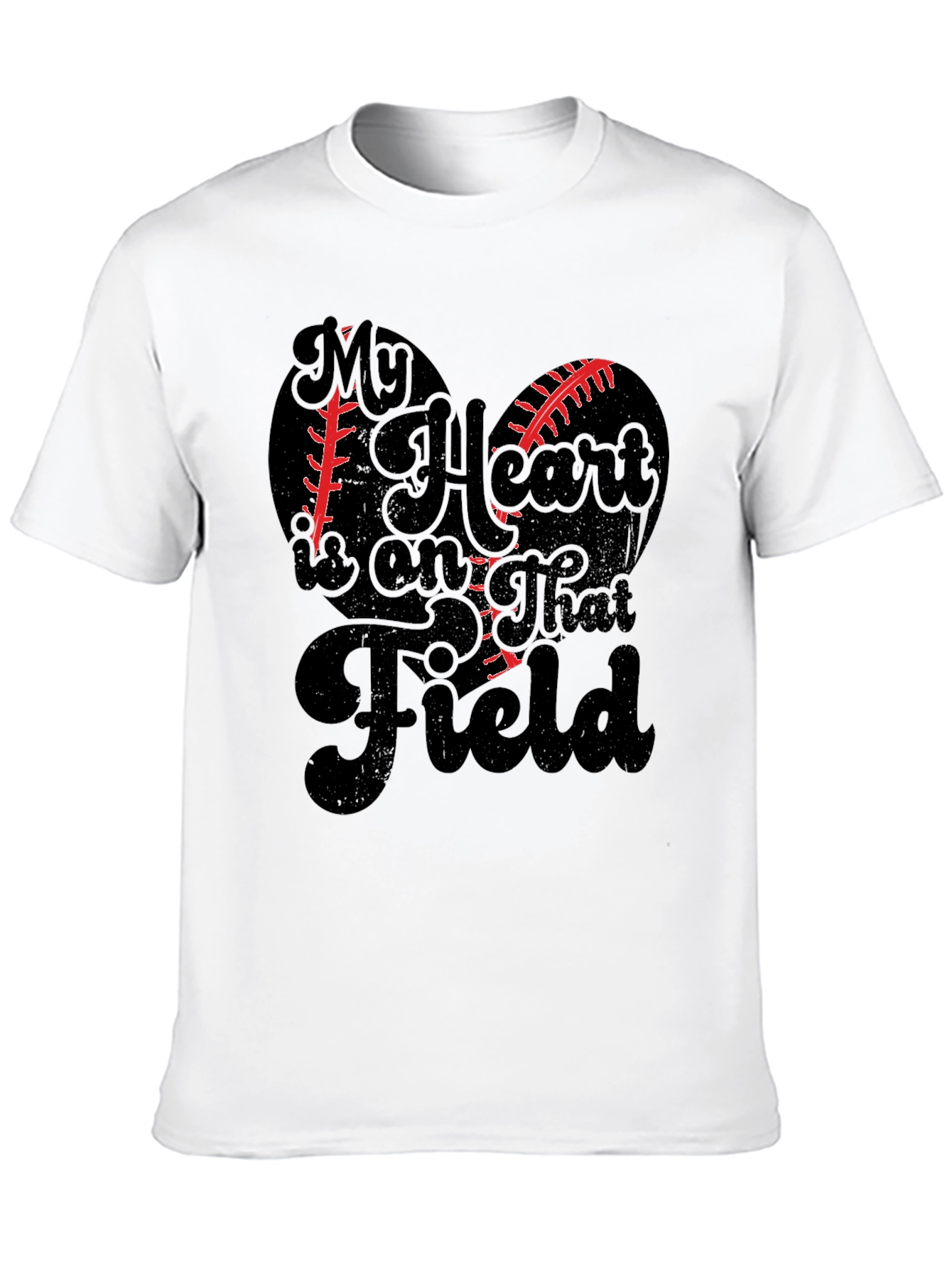 My Heart is on That Field Black Graphic T-Shirt