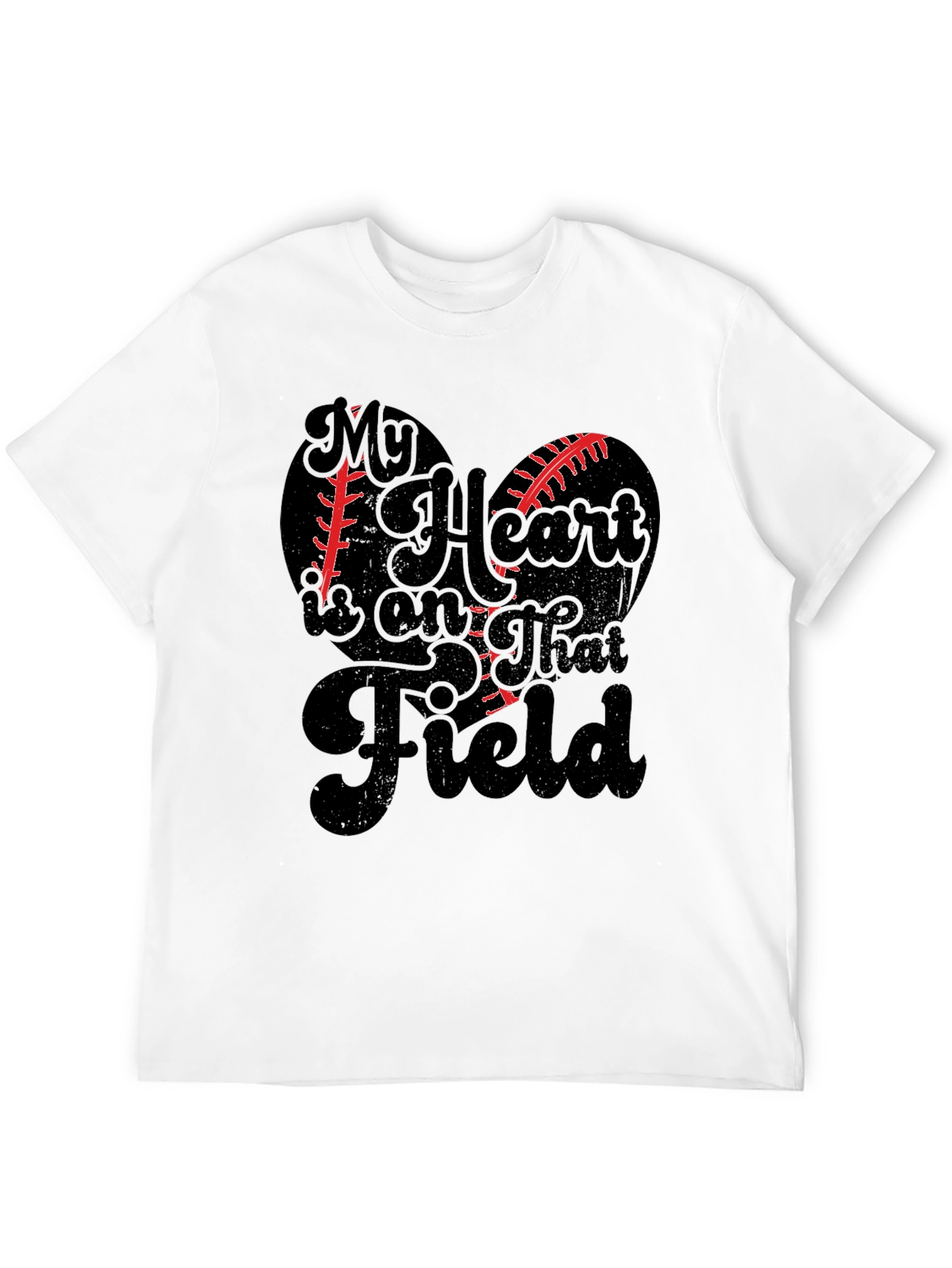 My Heart is on That Field Black Graphic T-Shirt