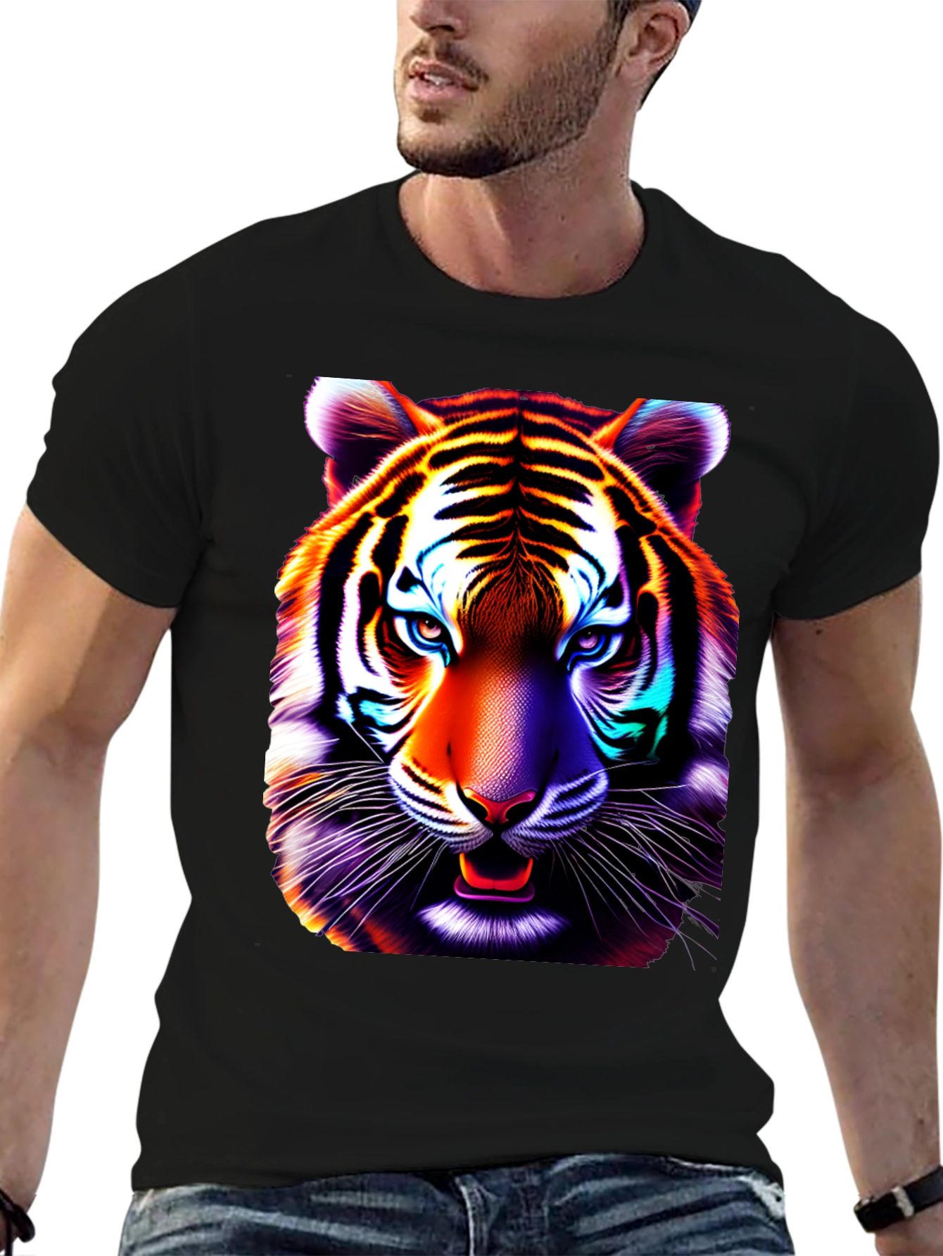 Vibrant Tiger Graphic Tee - Cool Animal Print Shirt