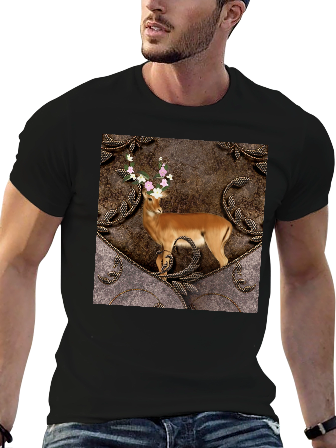 Deer Floral Antler Graphic Tee