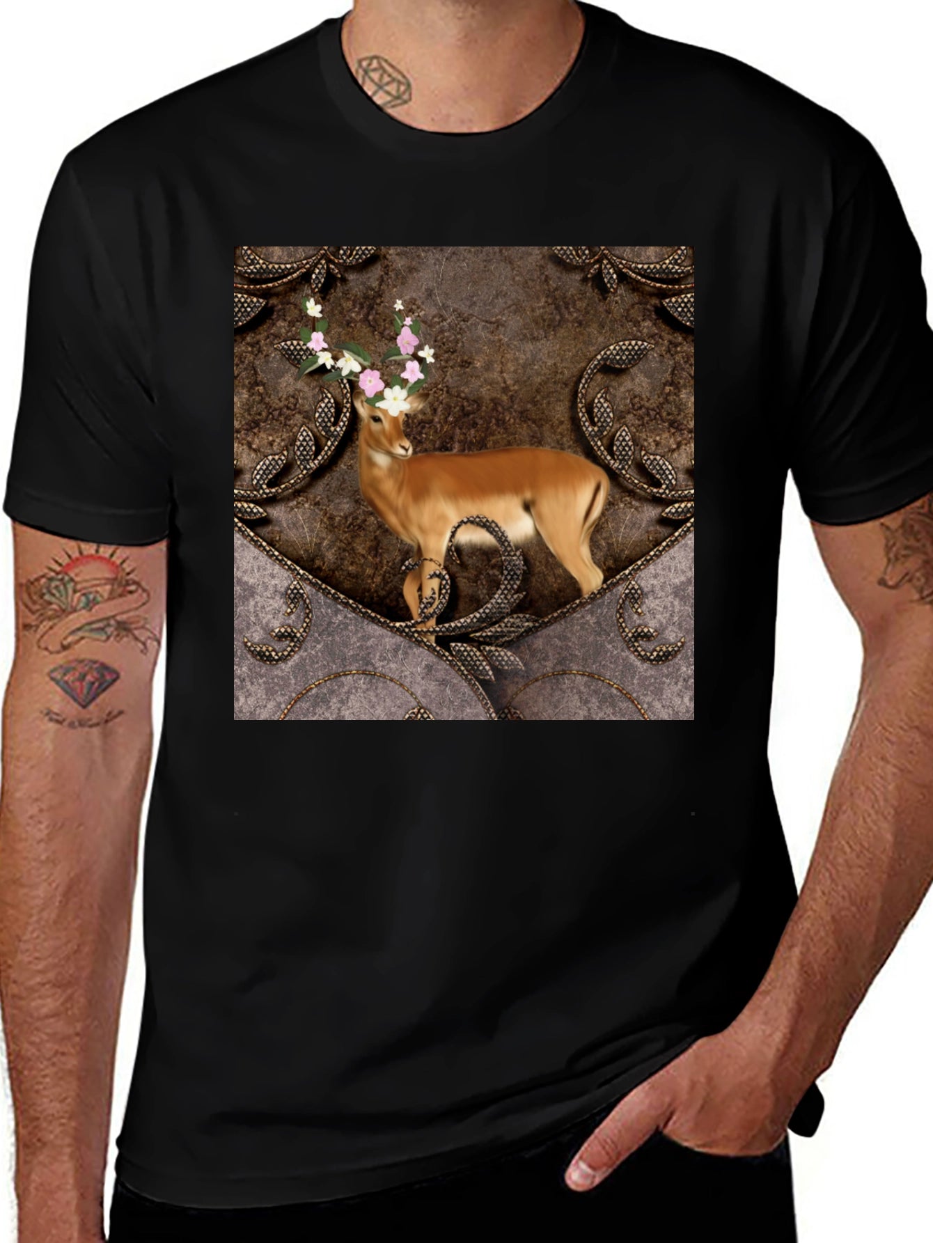 Deer Floral Antler Graphic Tee