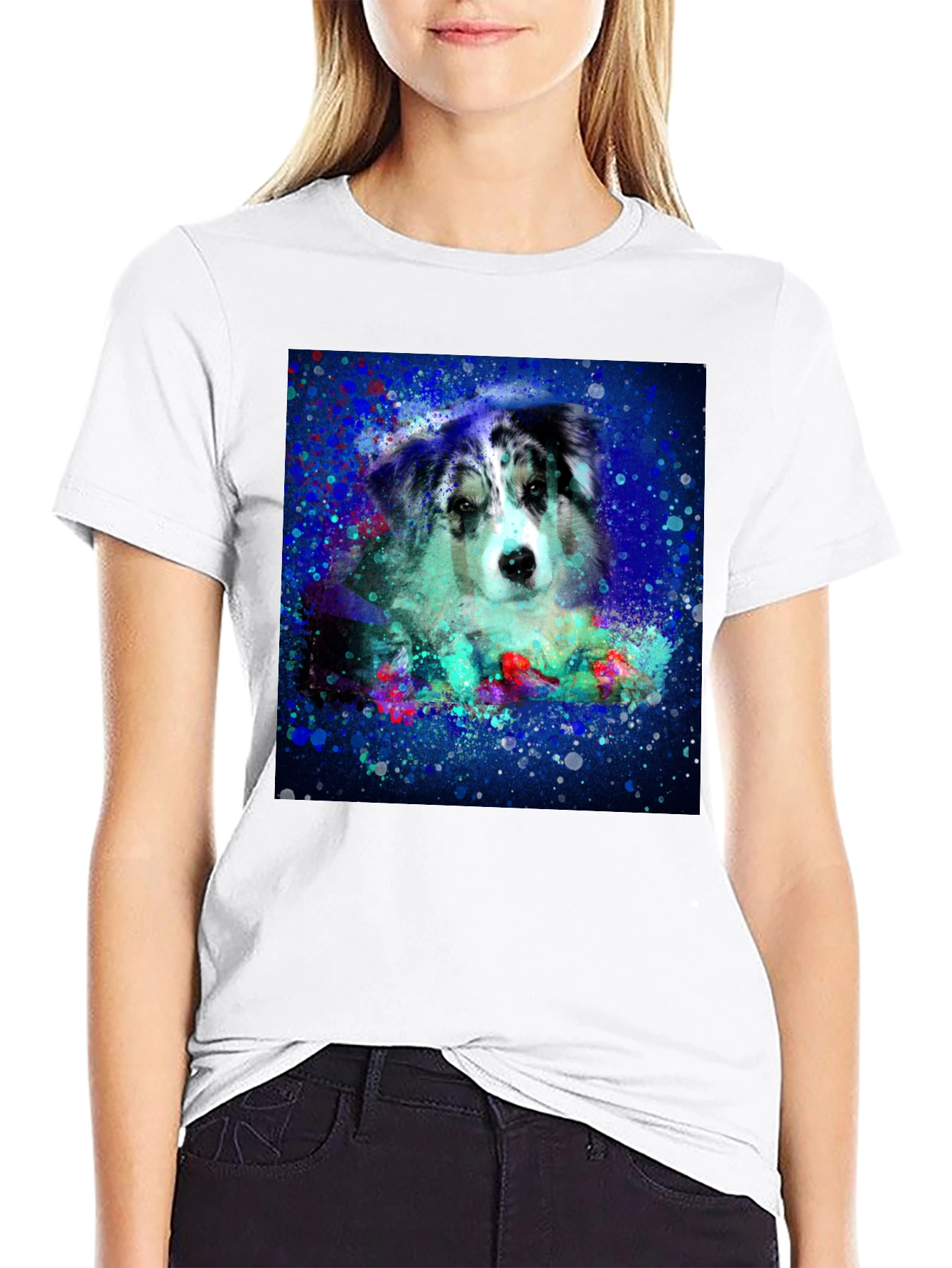 Dog Art Graphic Tee - Artistic Aussie Design T-Shirt