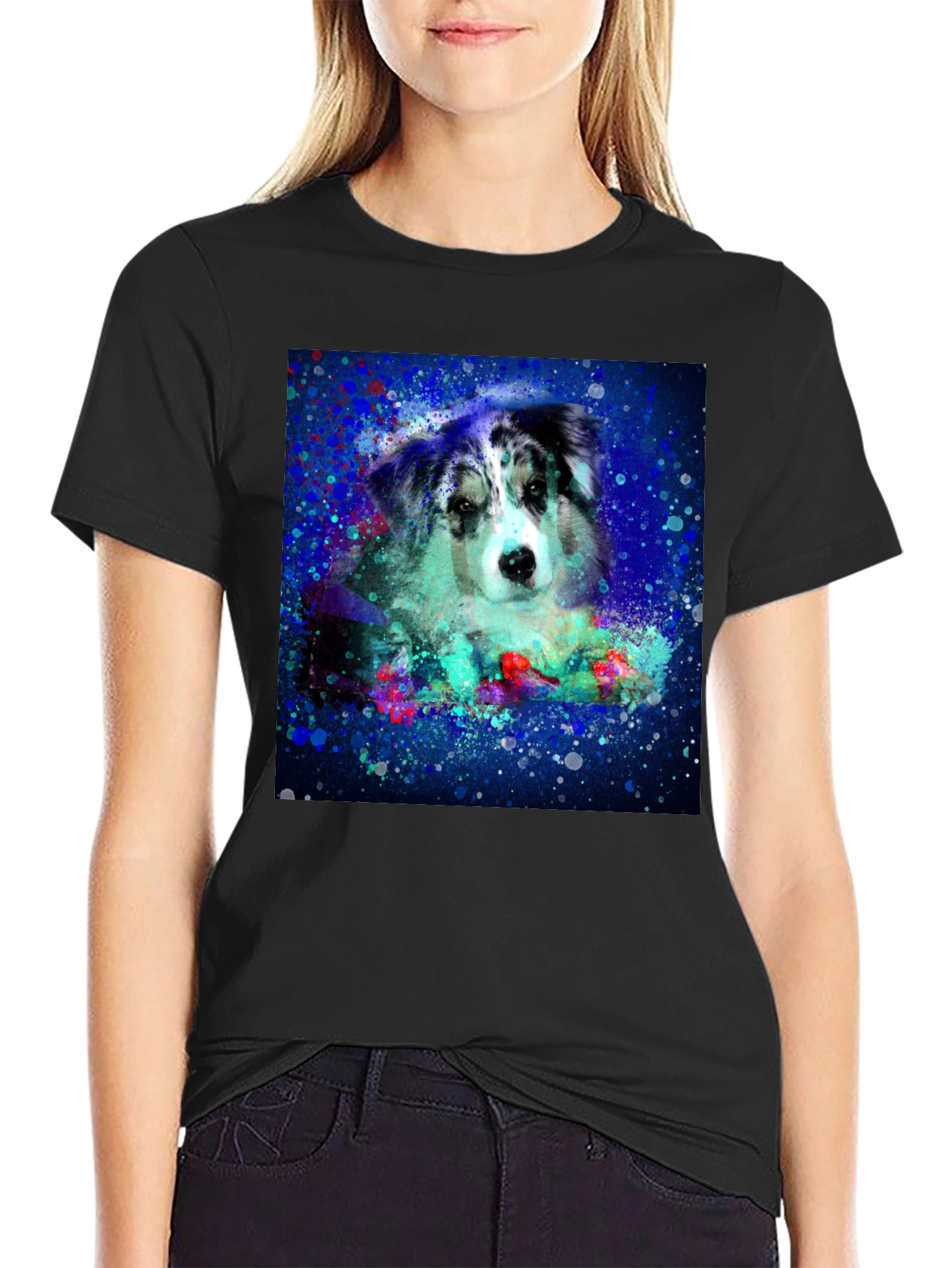 Dog Art Graphic Tee - Artistic Aussie Design T-Shirt