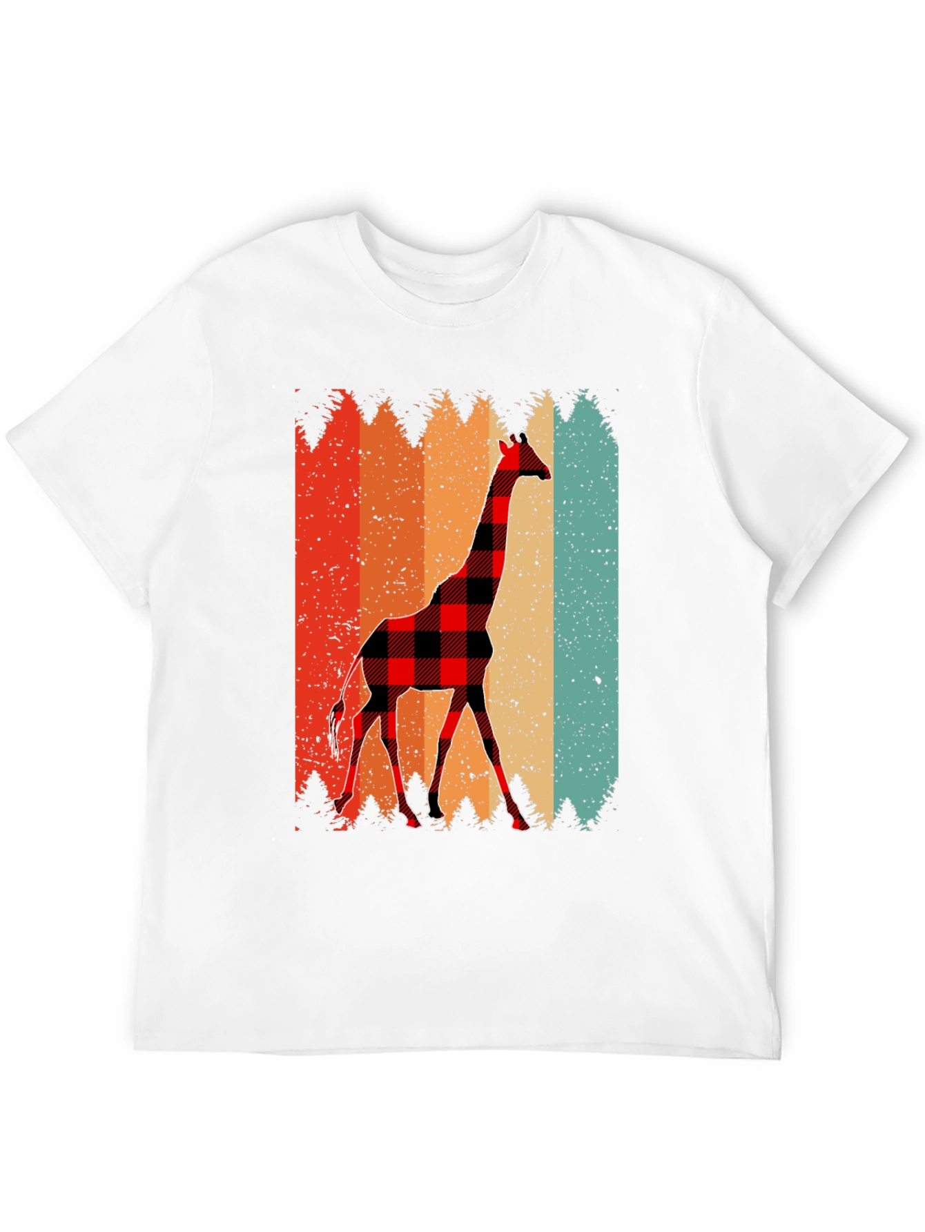 Buffalo Plaid Giraffe Mens T-Shirt