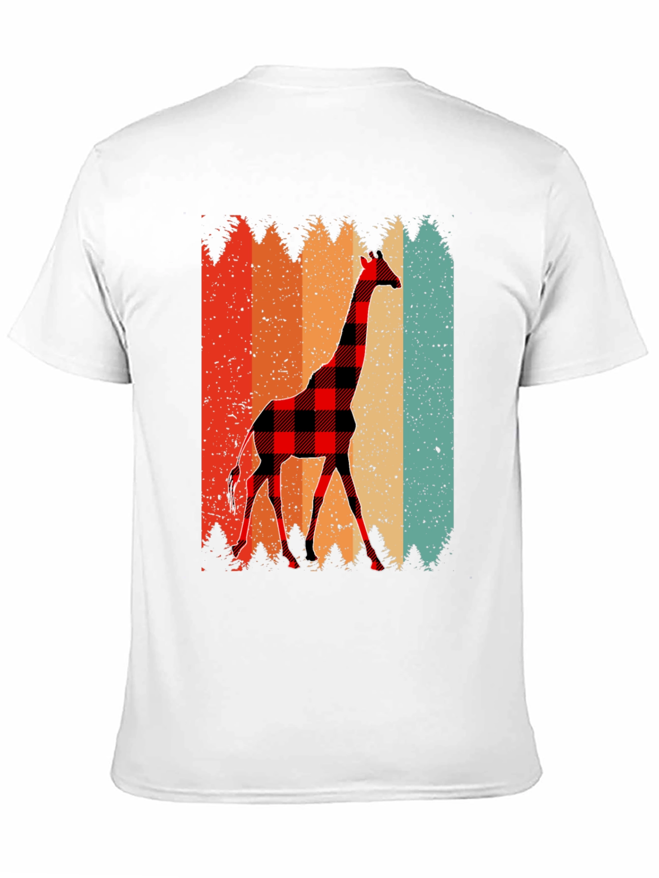 Buffalo Plaid Giraffe Mens T-Shirt