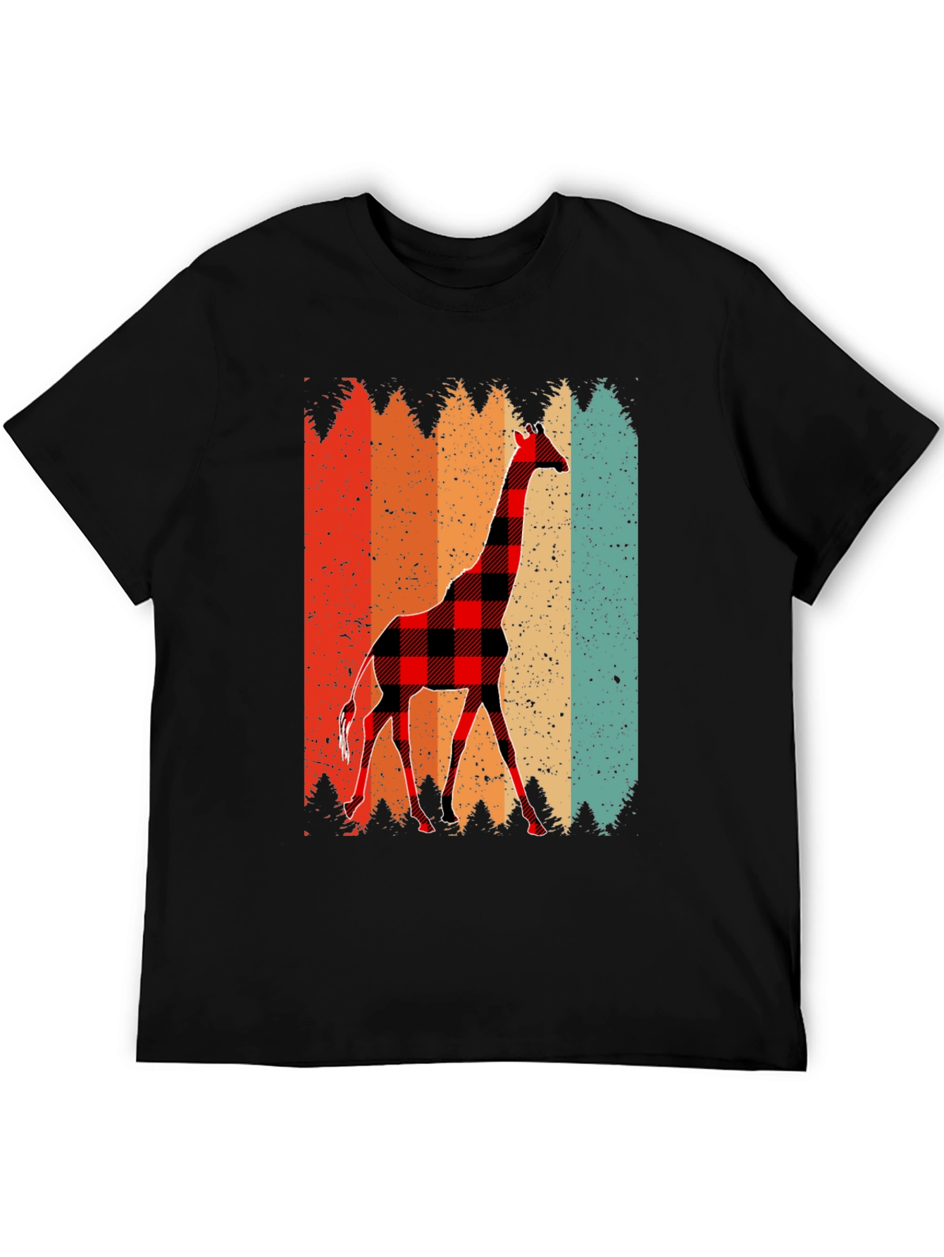 Buffalo Plaid Giraffe Mens T-Shirt