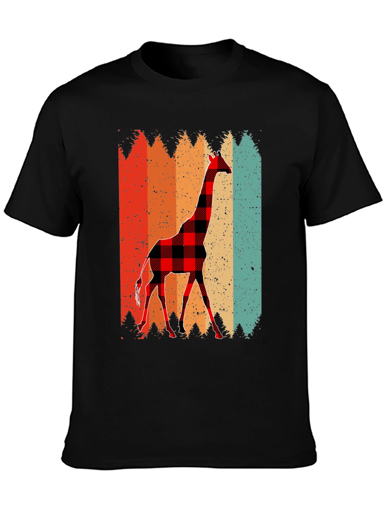 Buffalo Plaid Giraffe Mens T-Shirt