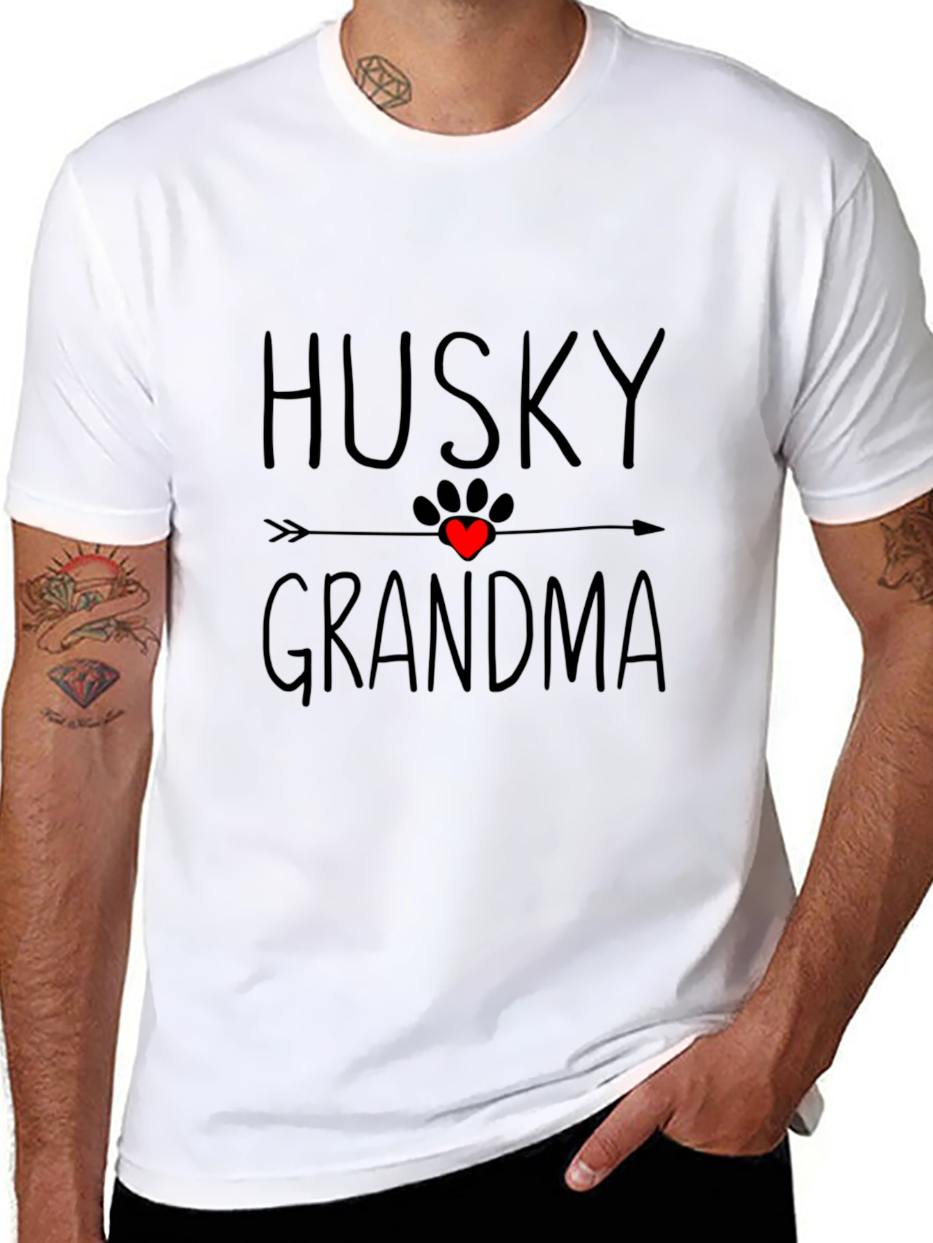 Husky Grandma Black T-Shirt - Cute Dog Lover Gift