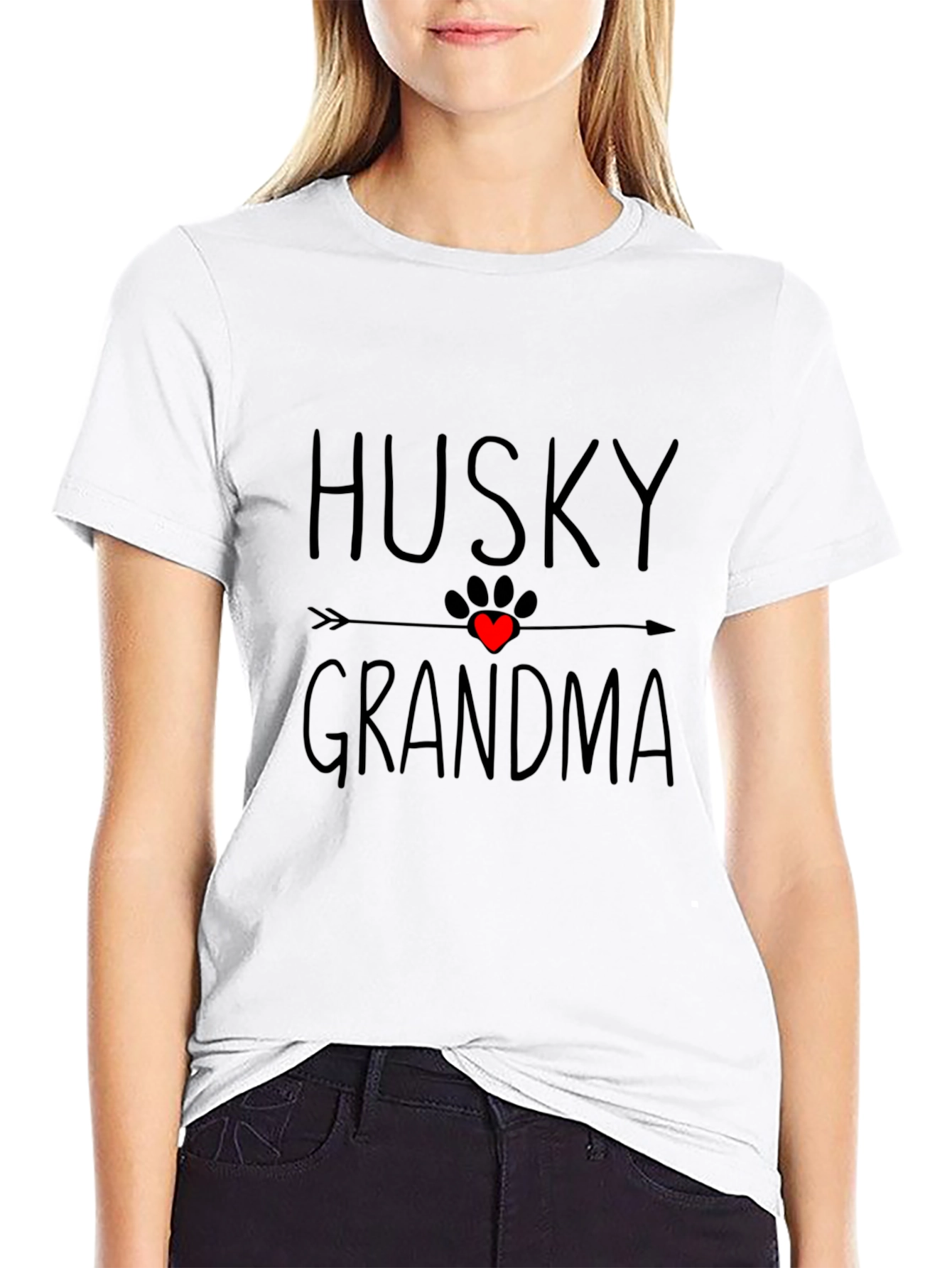 Husky Grandma Black T-Shirt - Cute Dog Lover Gift