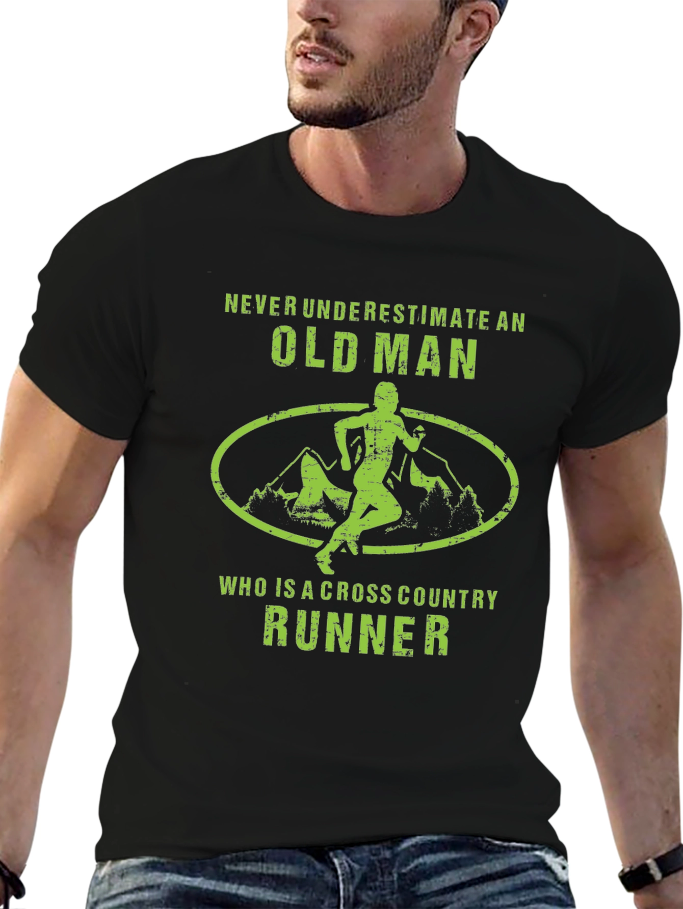 Cross Country Runner Old Man Graphic T-Shirt
