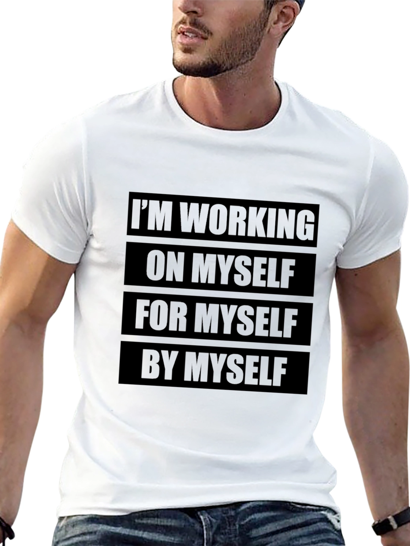 Motivational Working On Myself Black T-Shirt