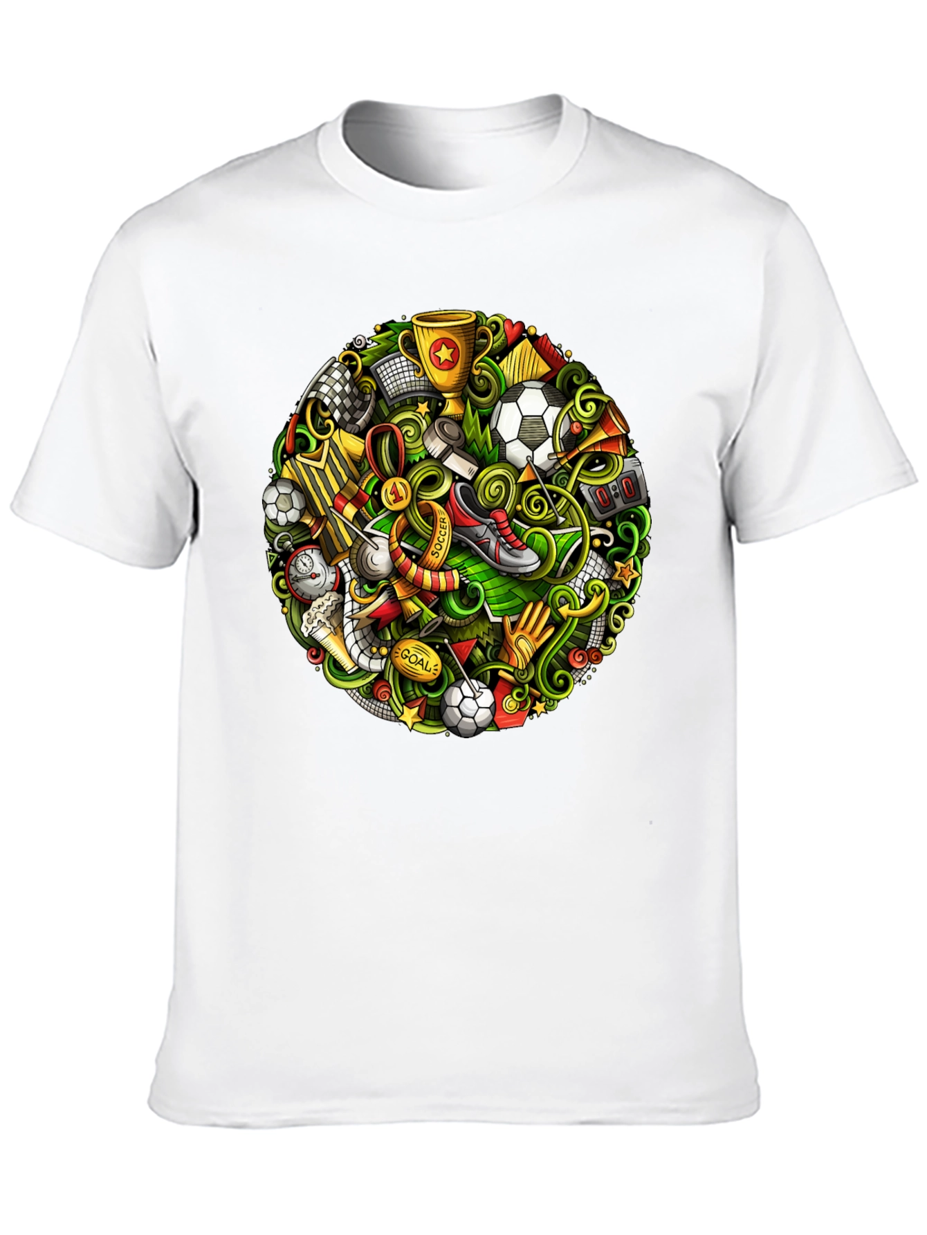 Soccer Doodle Graphic Tee - Black Cotton T-Shirt