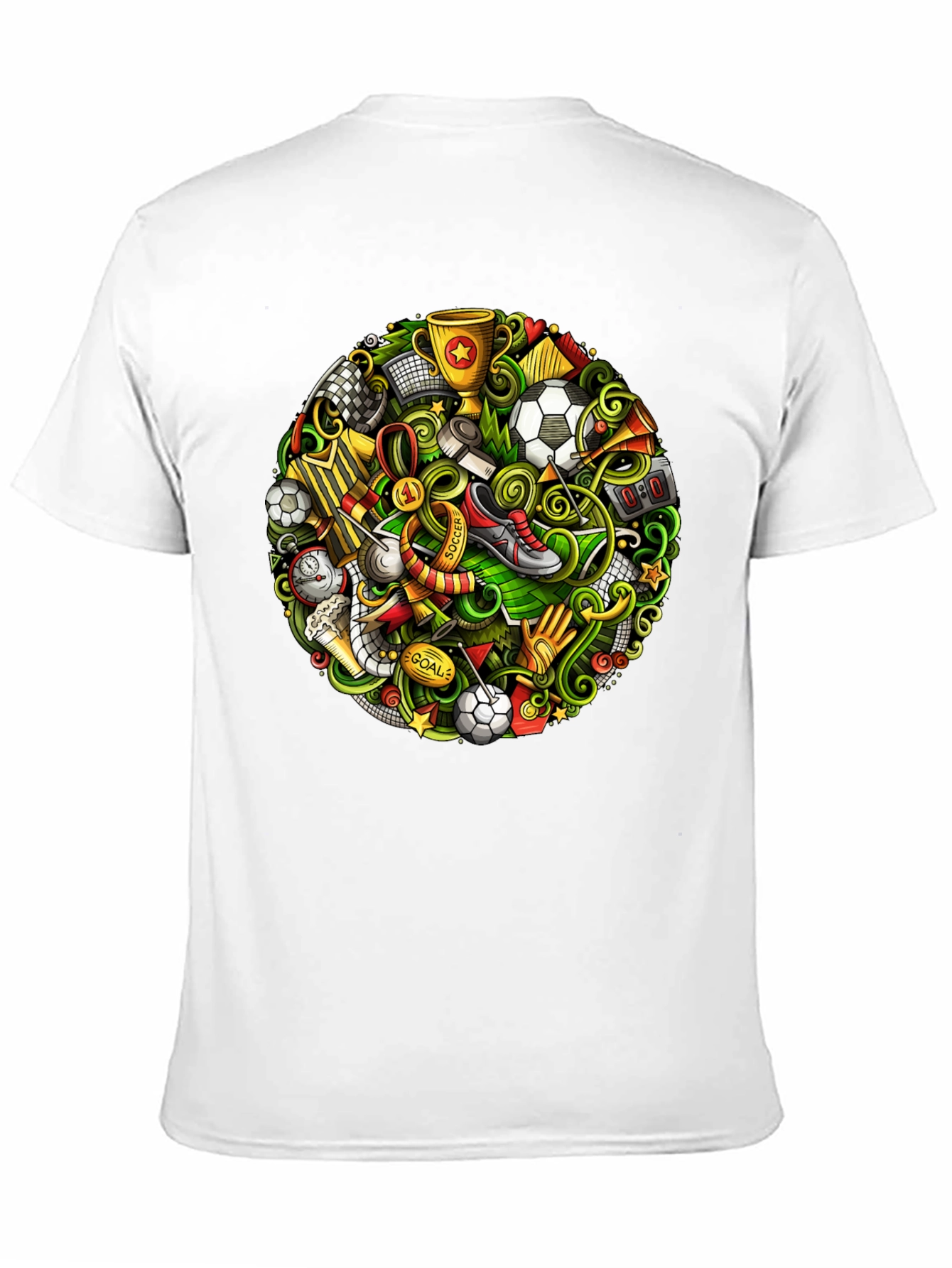 Soccer Doodle Graphic Tee - Black Cotton T-Shirt