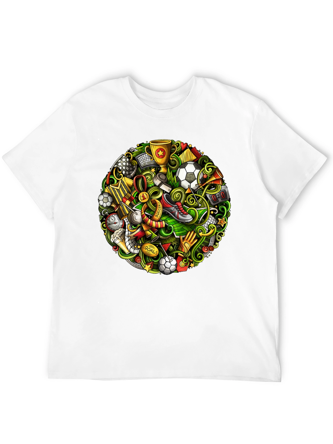 Soccer Doodle Graphic Tee - Black Cotton T-Shirt